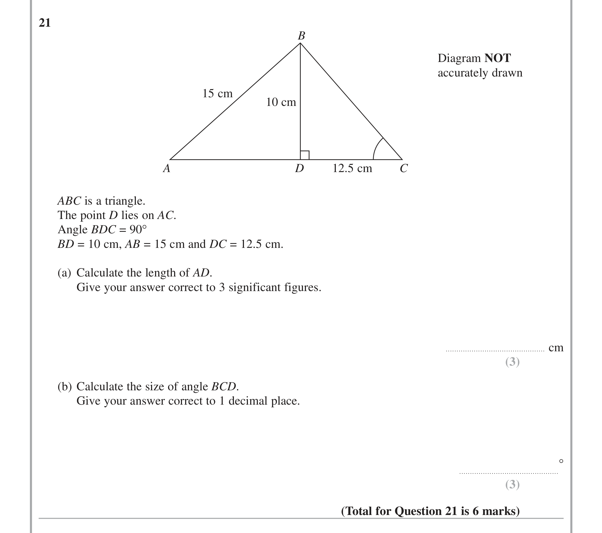 Question 21 — Trig — Edexcel iGCSE Jan 2015