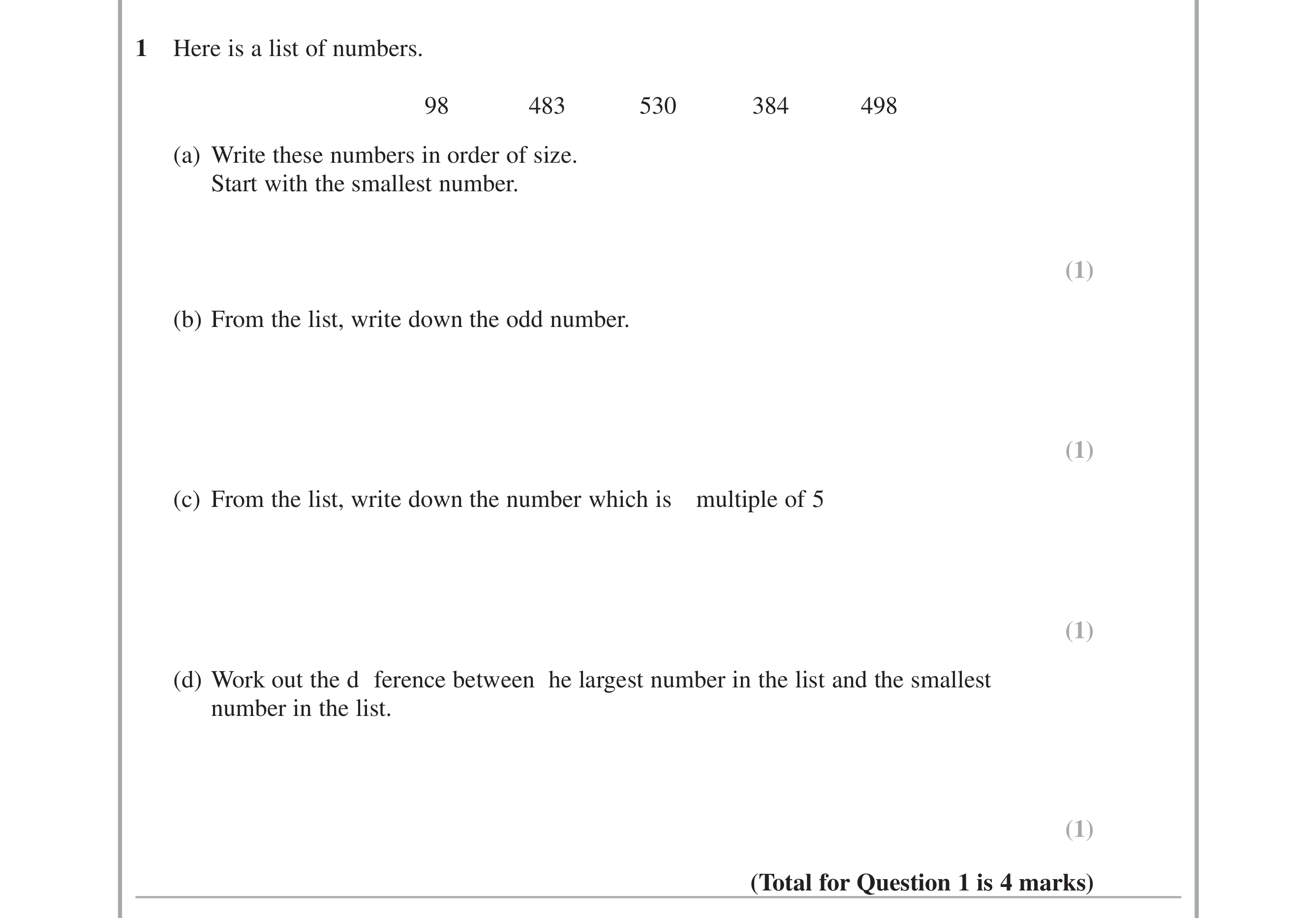 Question 1 — Numbers — Edexcel iGCSE June 2015
