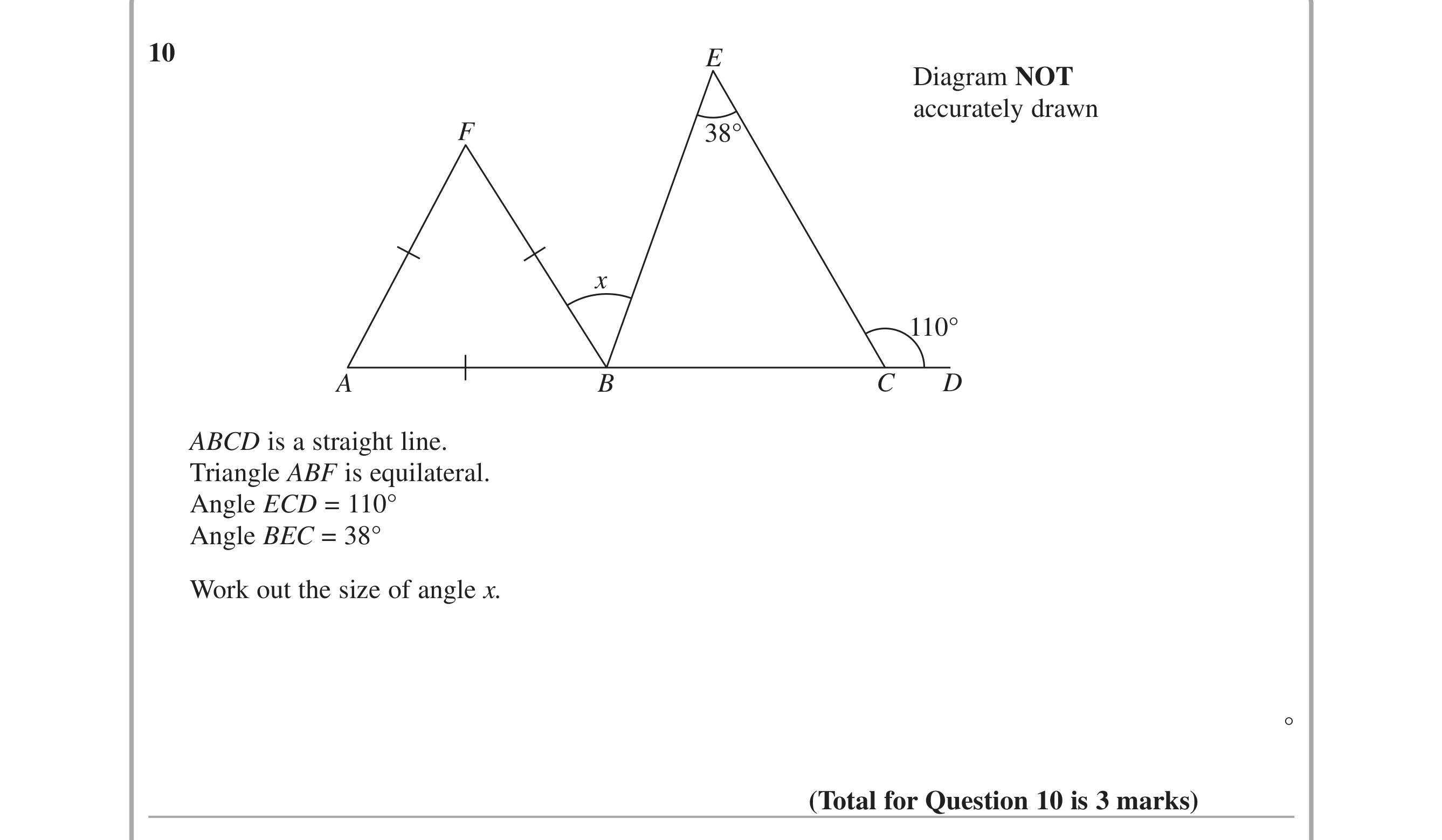 Question 10 — Angles — Edexcel iGCSE June 2015