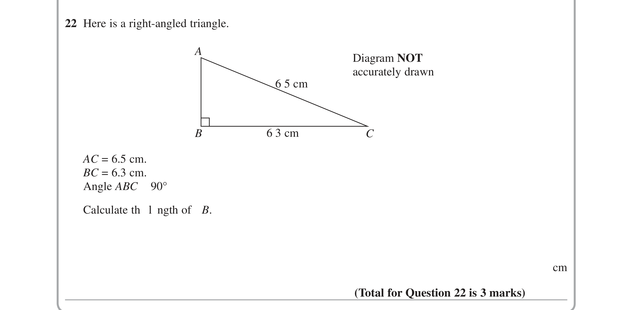 Question 22 — Pythagoras — Edexcel iGCSE June 2015