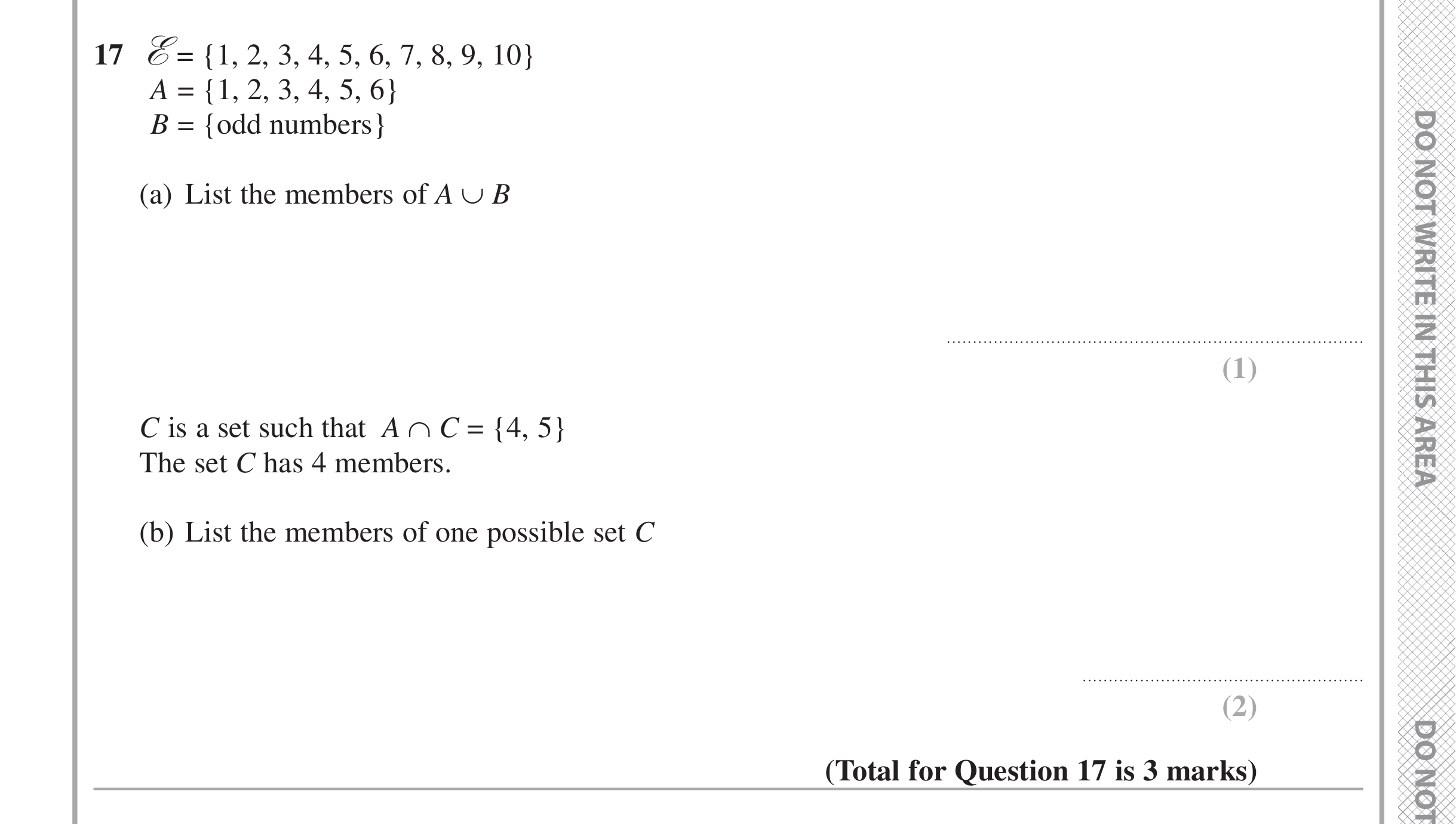 Question 17 — Venn Diagram — Edexcel iGCSE Jan 2016