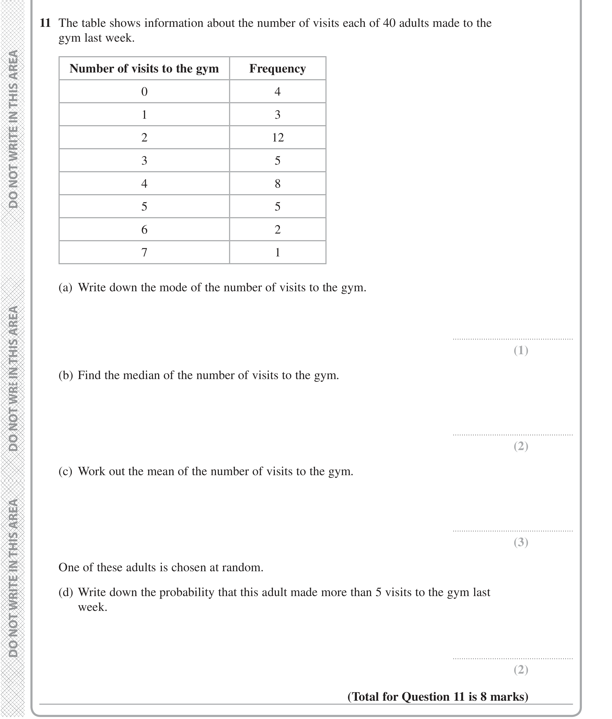 Question 11 — Probability — Edexcel iGCSE June 2016