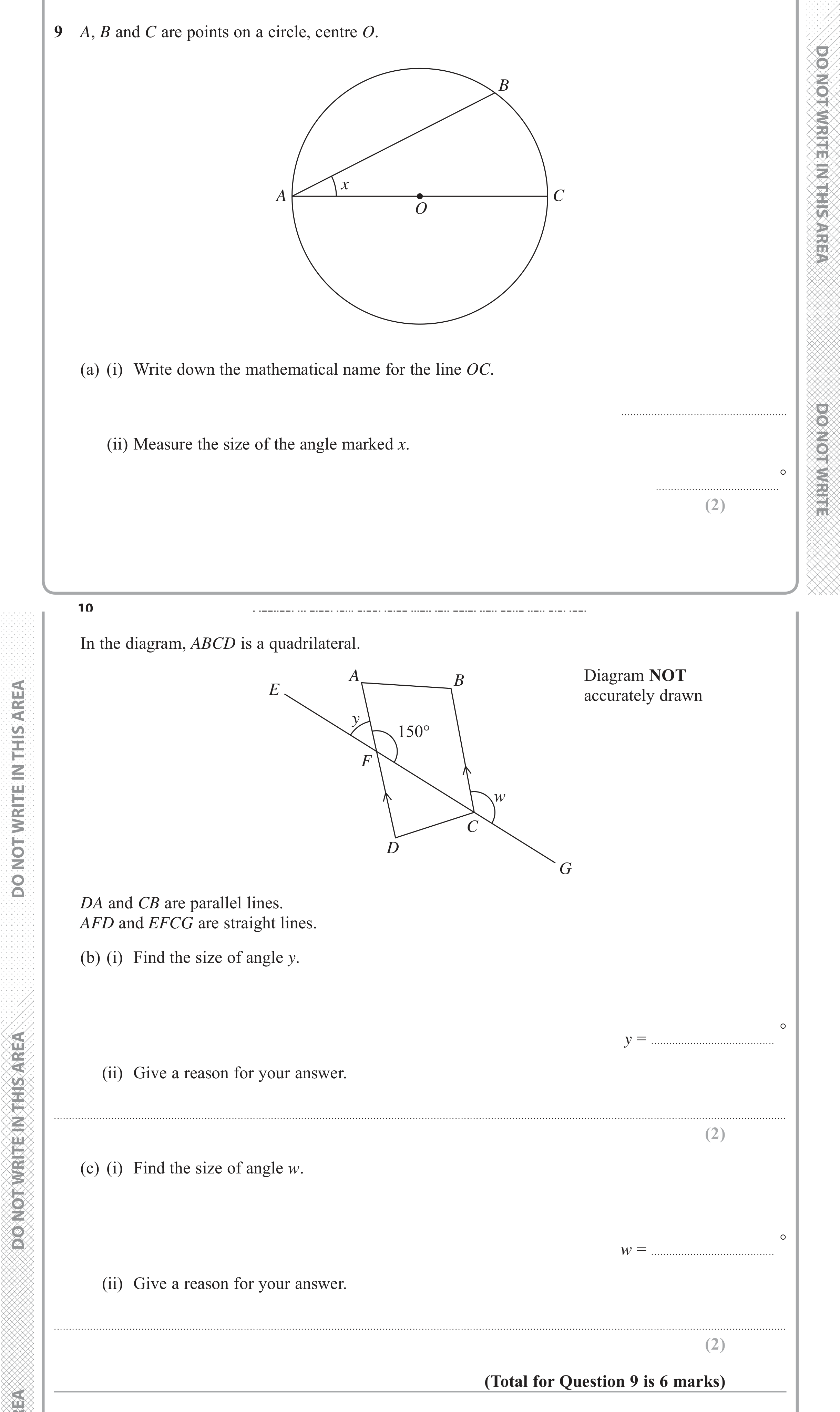 Question 9 — Circles — Edexcel iGCSE June 2017