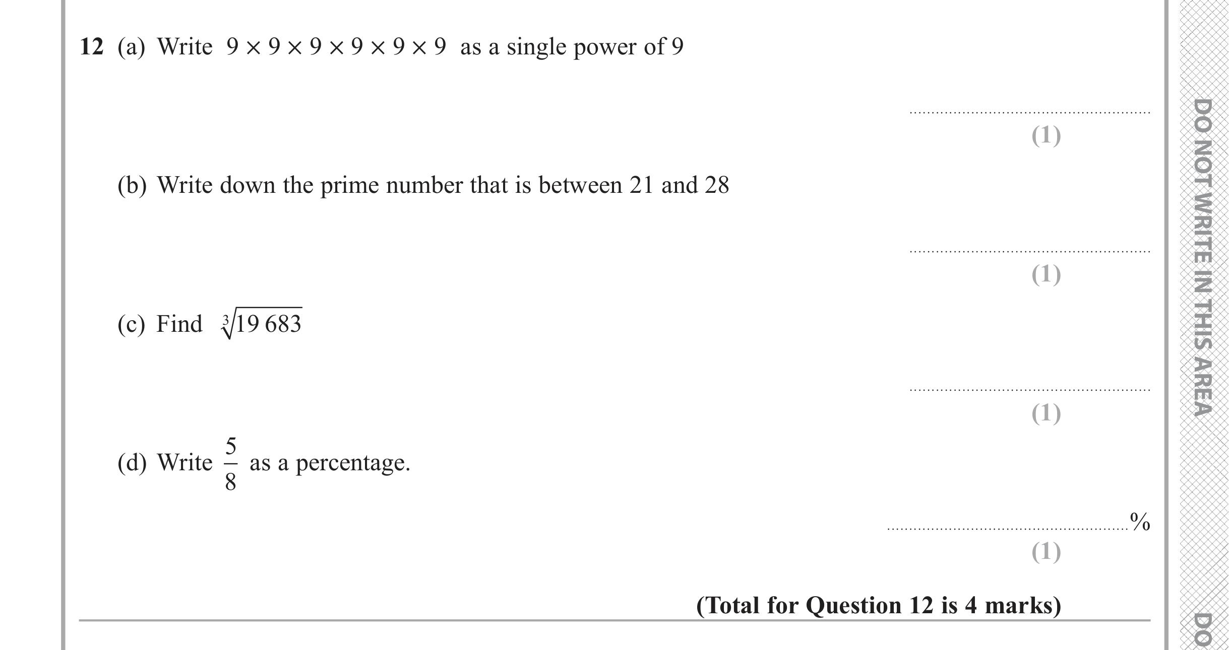 Question 12 — Indices and Surds — Edexcel iGCSE Jan 2018