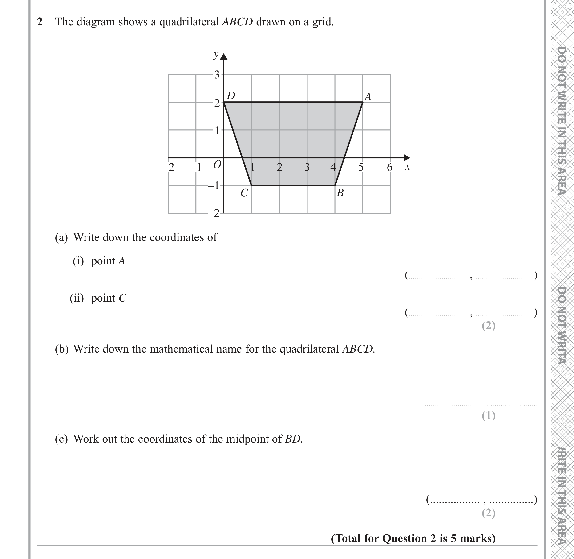 Question 2 — Coordinate Geometry — Edexcel iGCSE Jan 2018