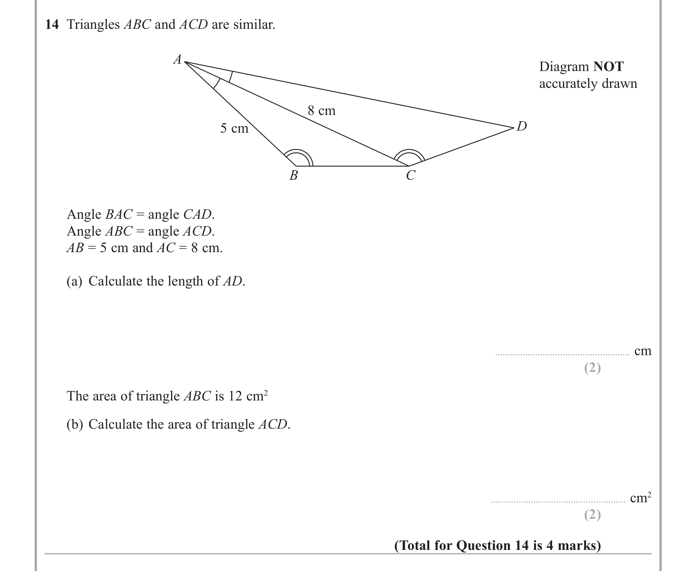 Question 14 — Trig — Edexcel iGCSE June 2013