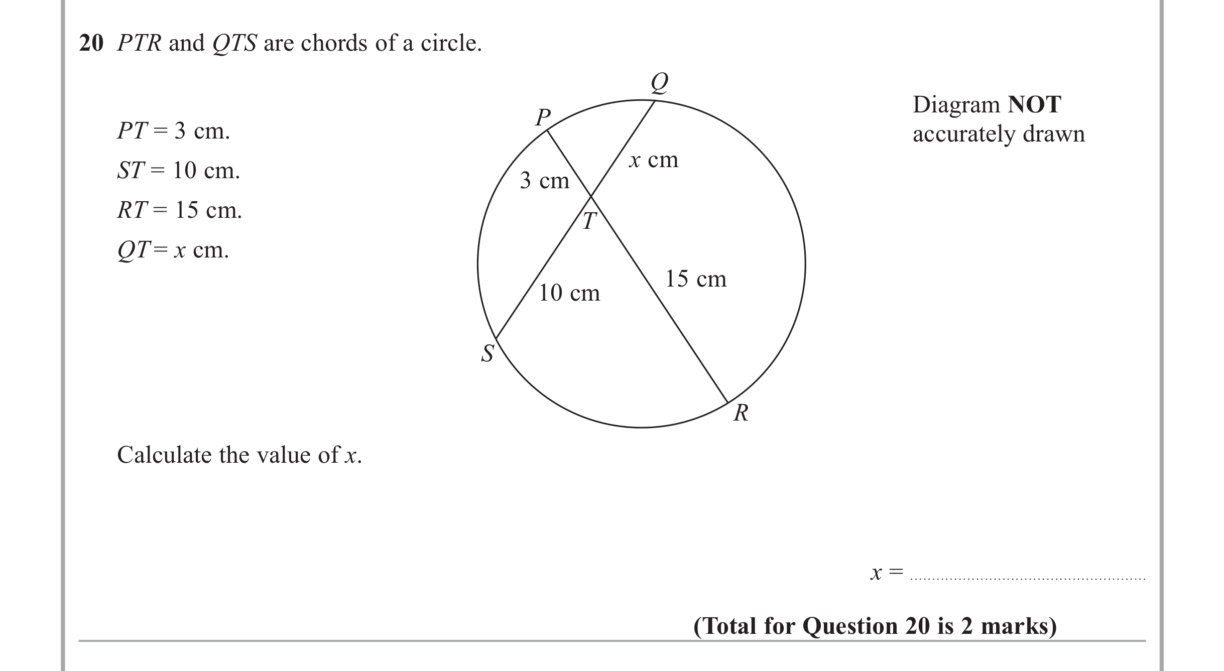 Question 20 — Circles — Edexcel iGCSE June 2013