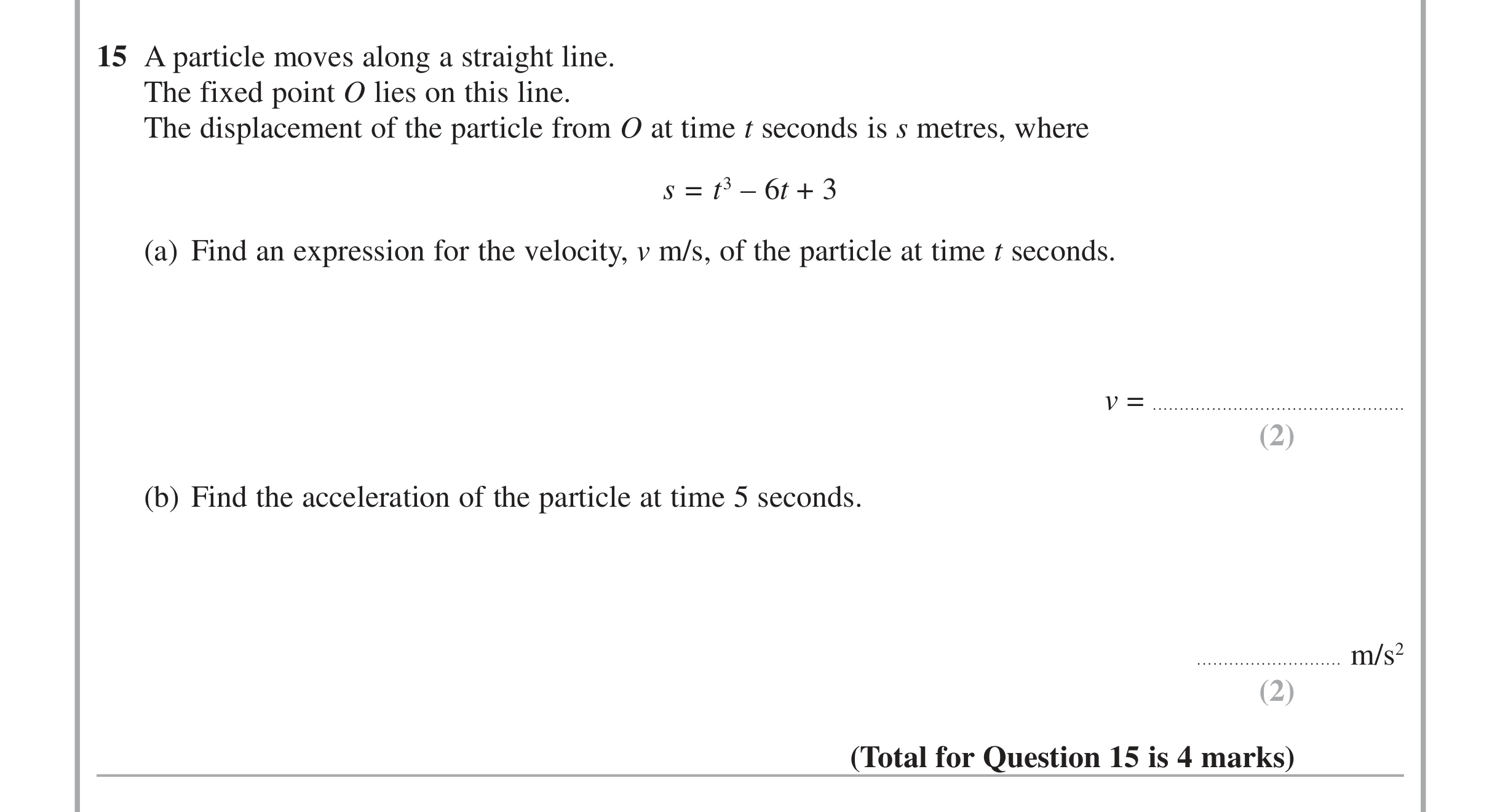 Question 15 — Differentiation — Edexcel iGCSE Jan 2014