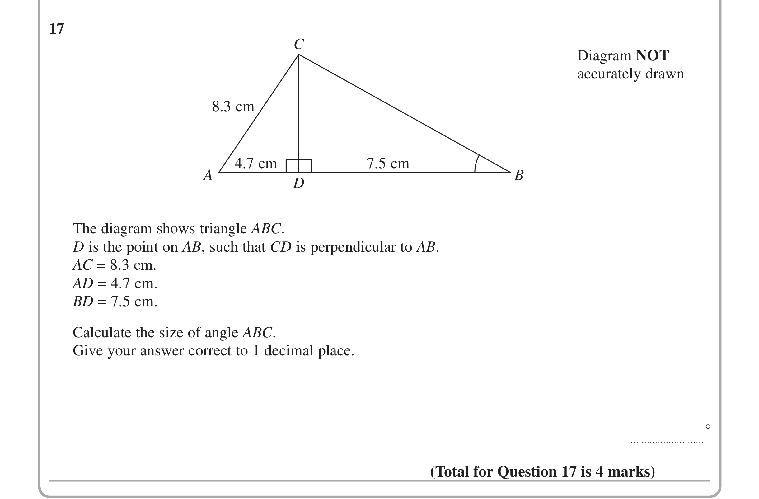 Question 17 — Trig — Edexcel iGCSE Jan 2014