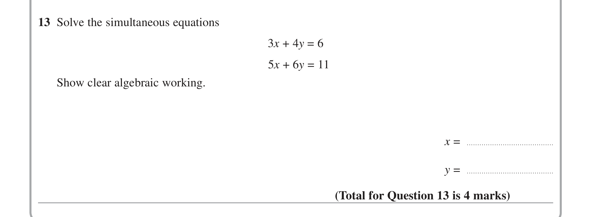 Question 13 — Coordinate Geometry — Edexcel iGCSE June 2014