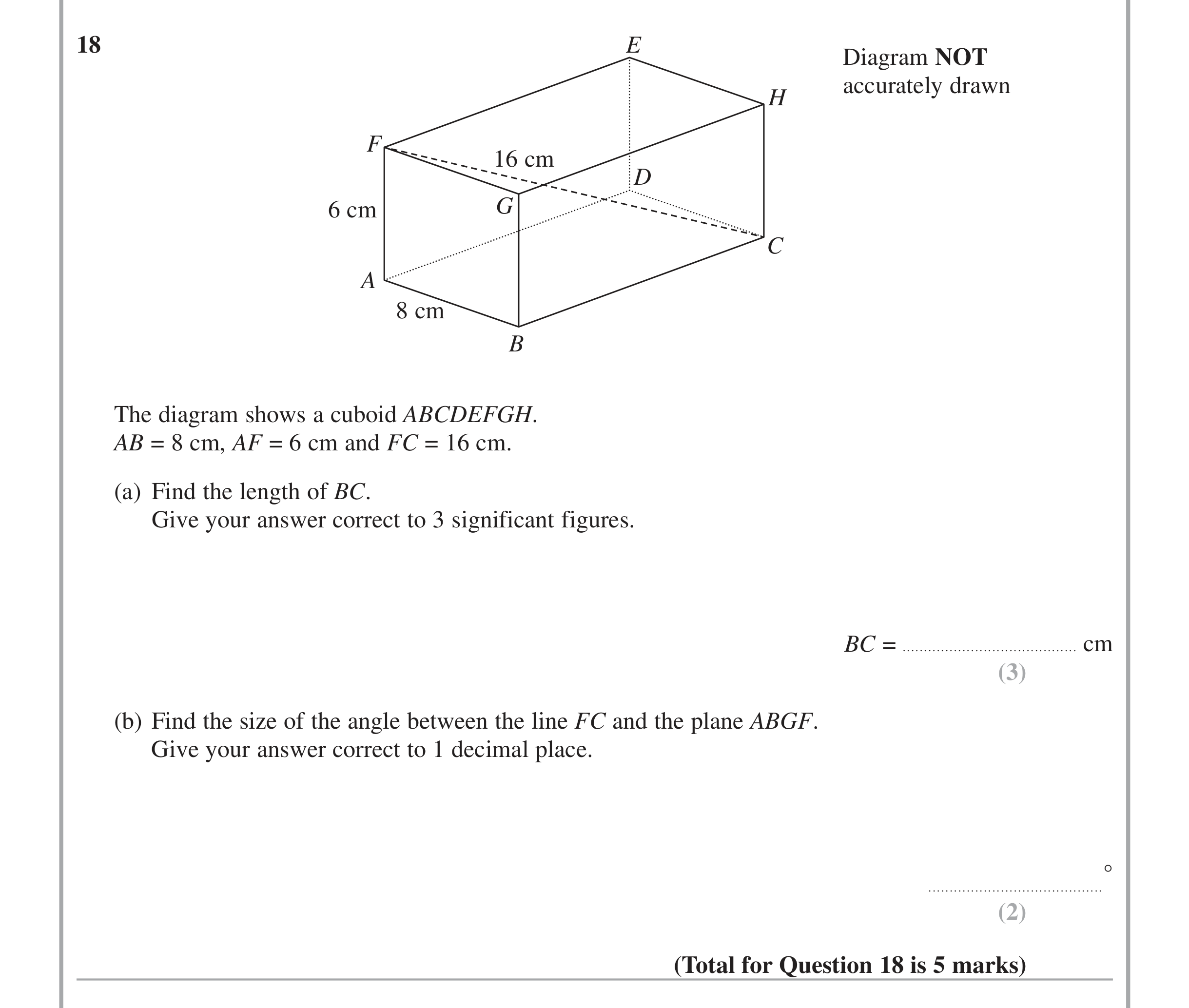 Question 18 — Trig — Edexcel iGCSE June 2014