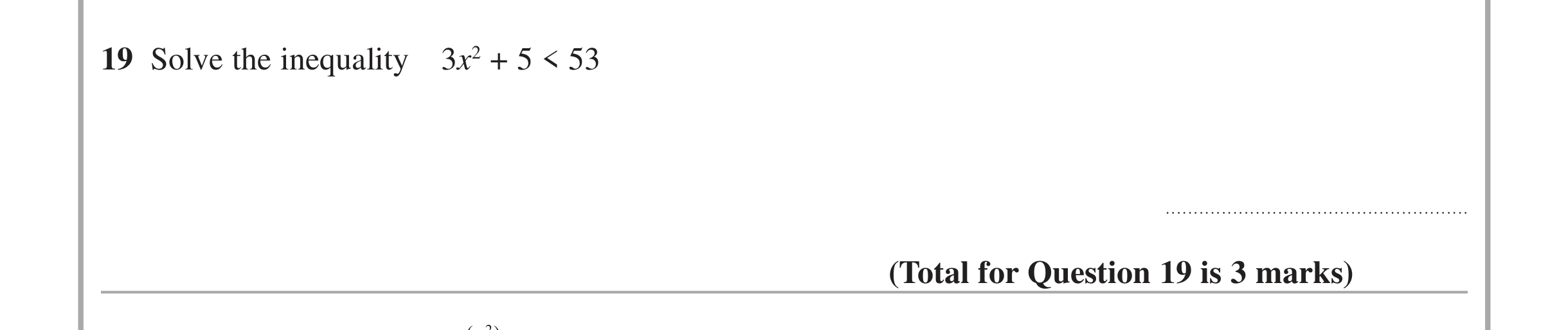 Question 19 — Quadratics — Edexcel iGCSE June 2014