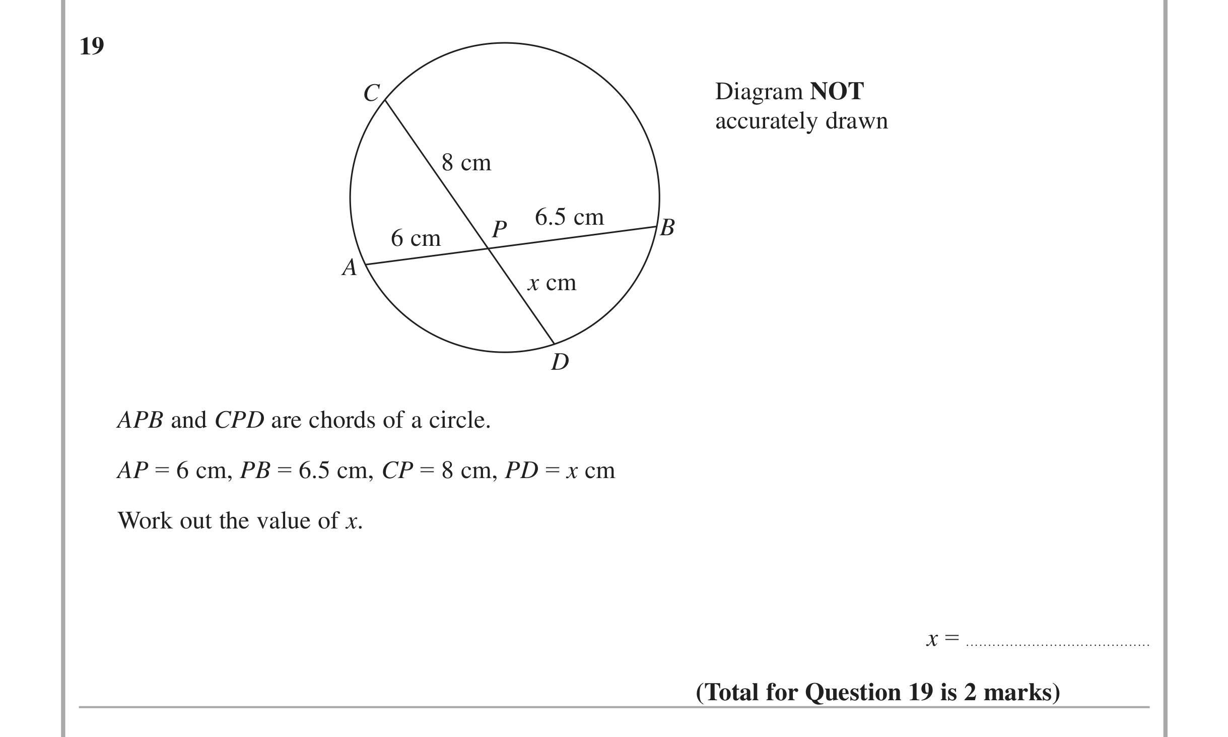 Question 19 — Circles — Edexcel iGCSE Jan 2015