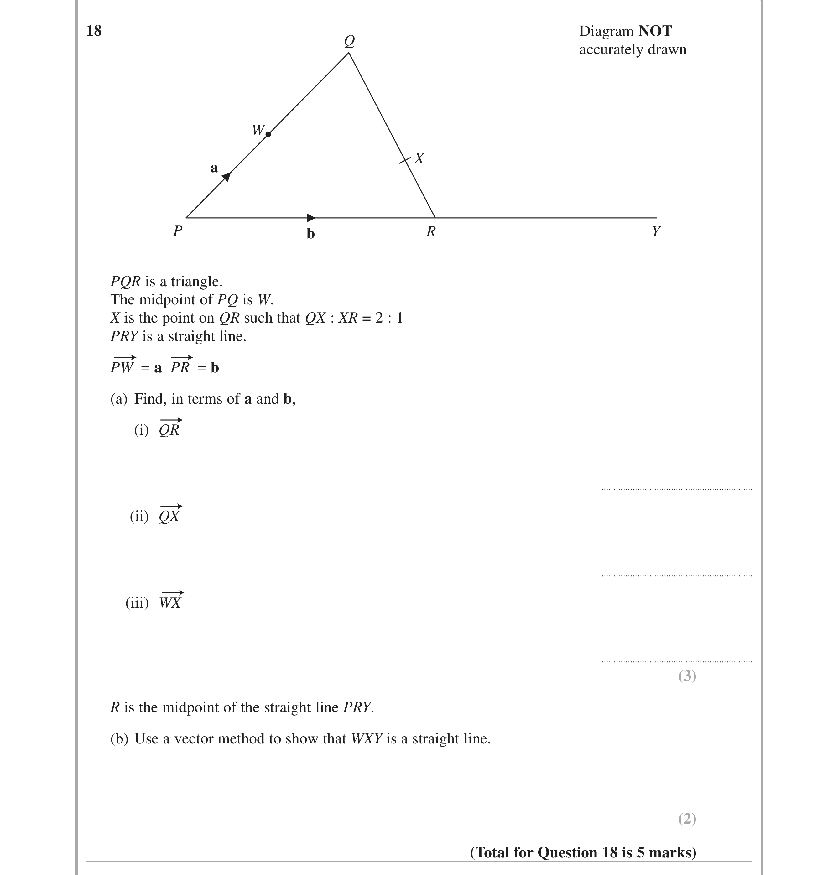 Question 18 — Vectors — Edexcel iGCSE June 2015