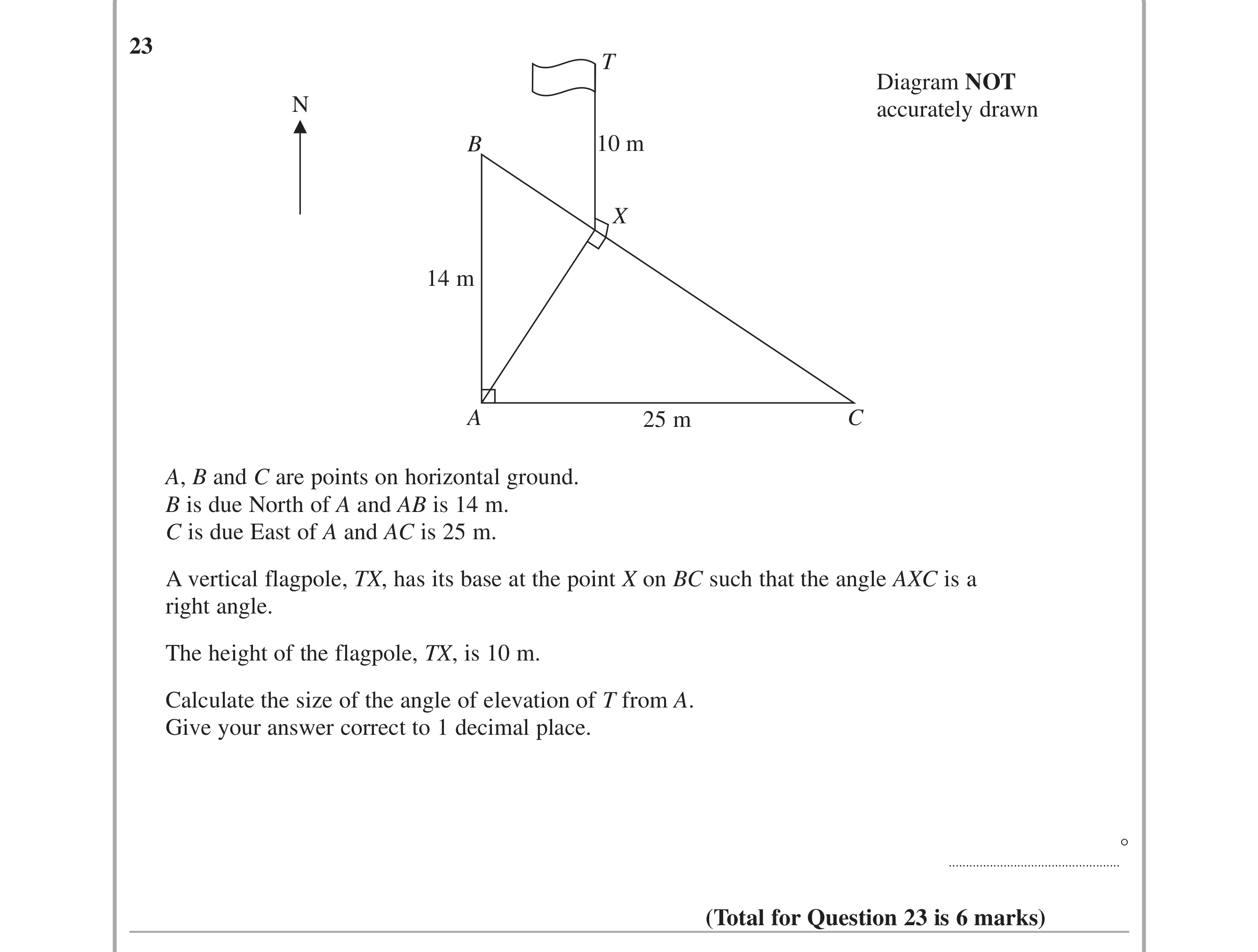 Question 23 — 3D Pythagoras, Soh Cah Toa — Edexcel iGCSE June 2015