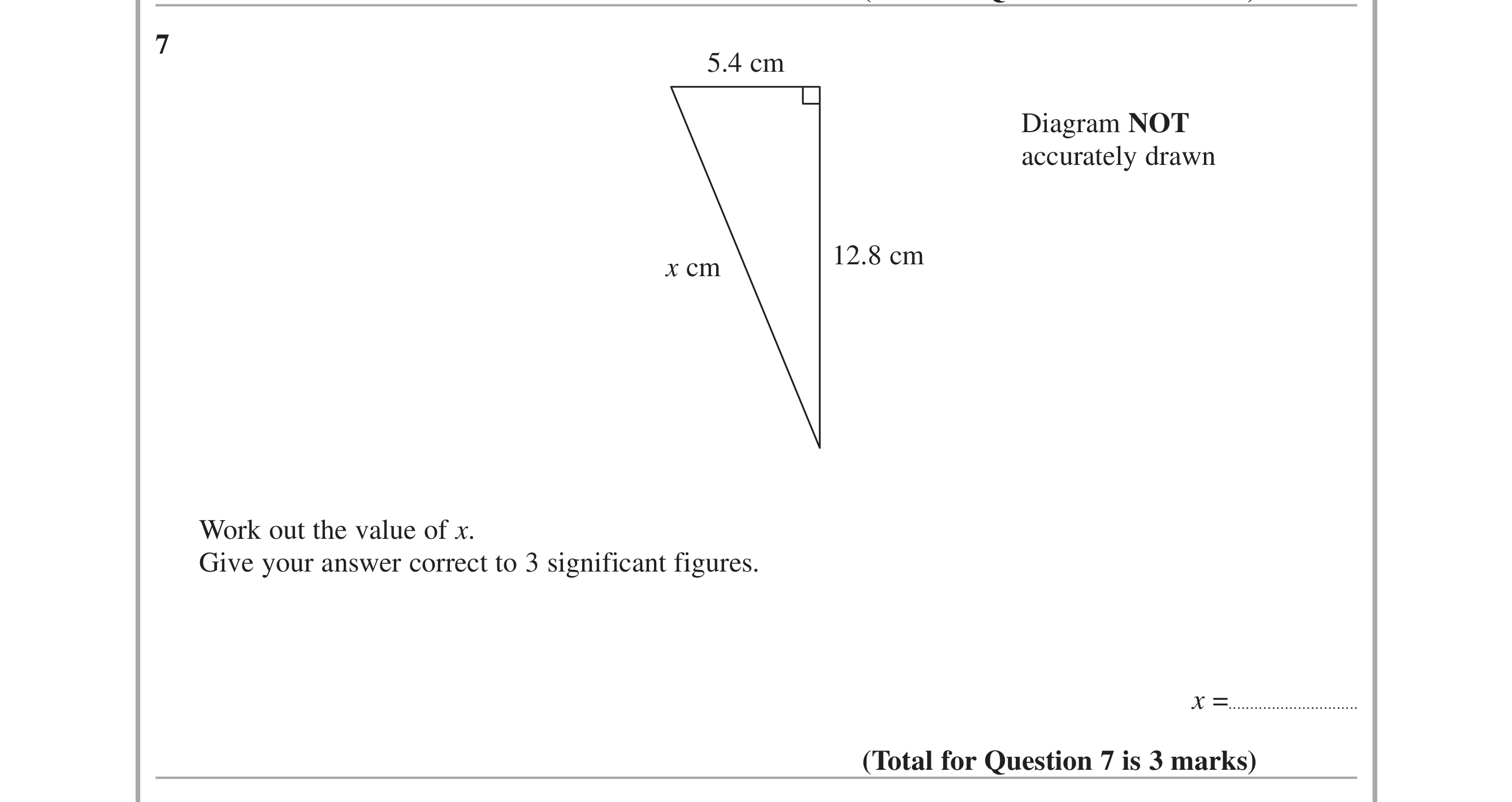 Question 7 — Pythagoras — Edexcel iGCSE June 2015