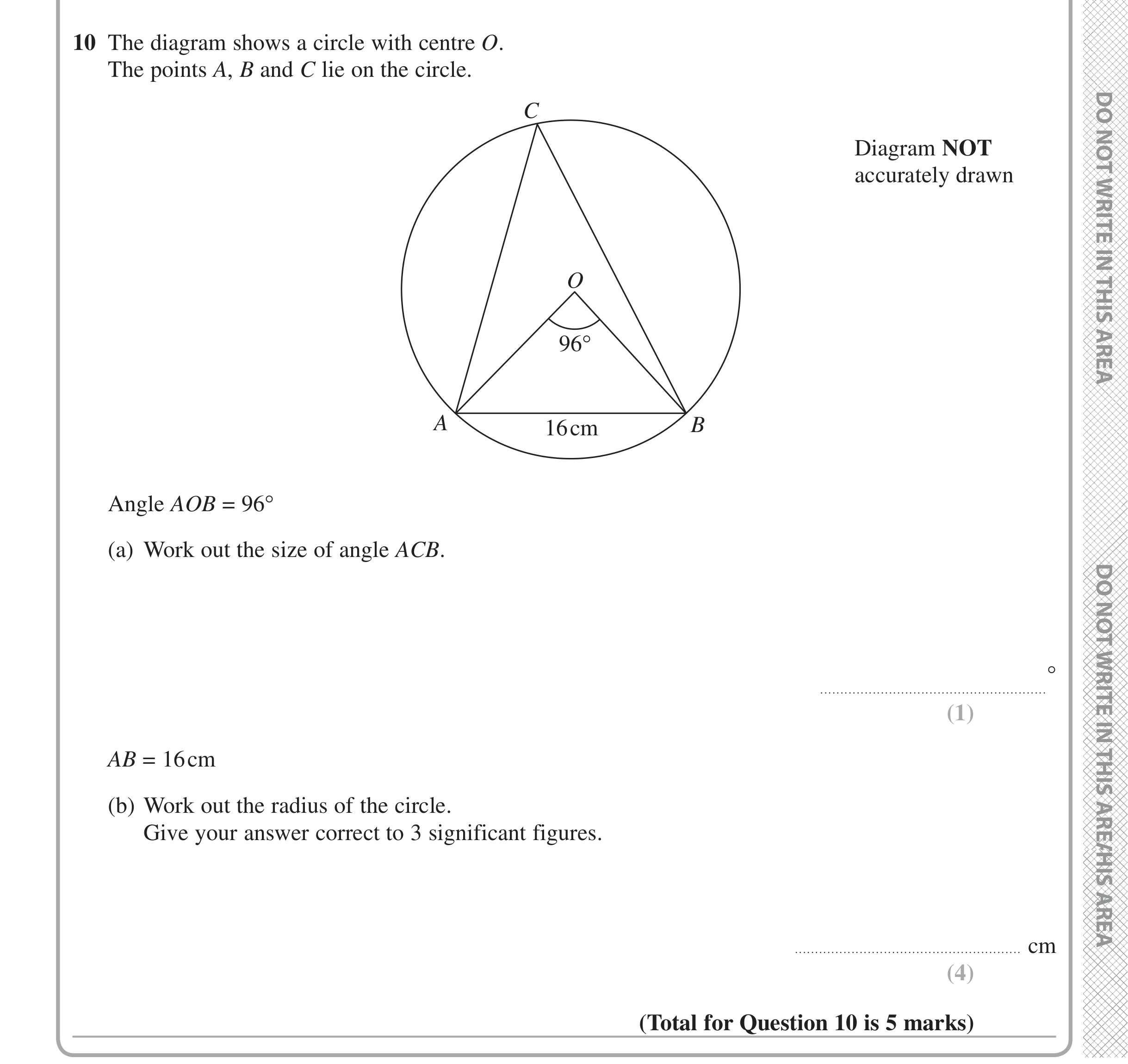 Question 10 — Trig — Edexcel iGCSE Jan 2016