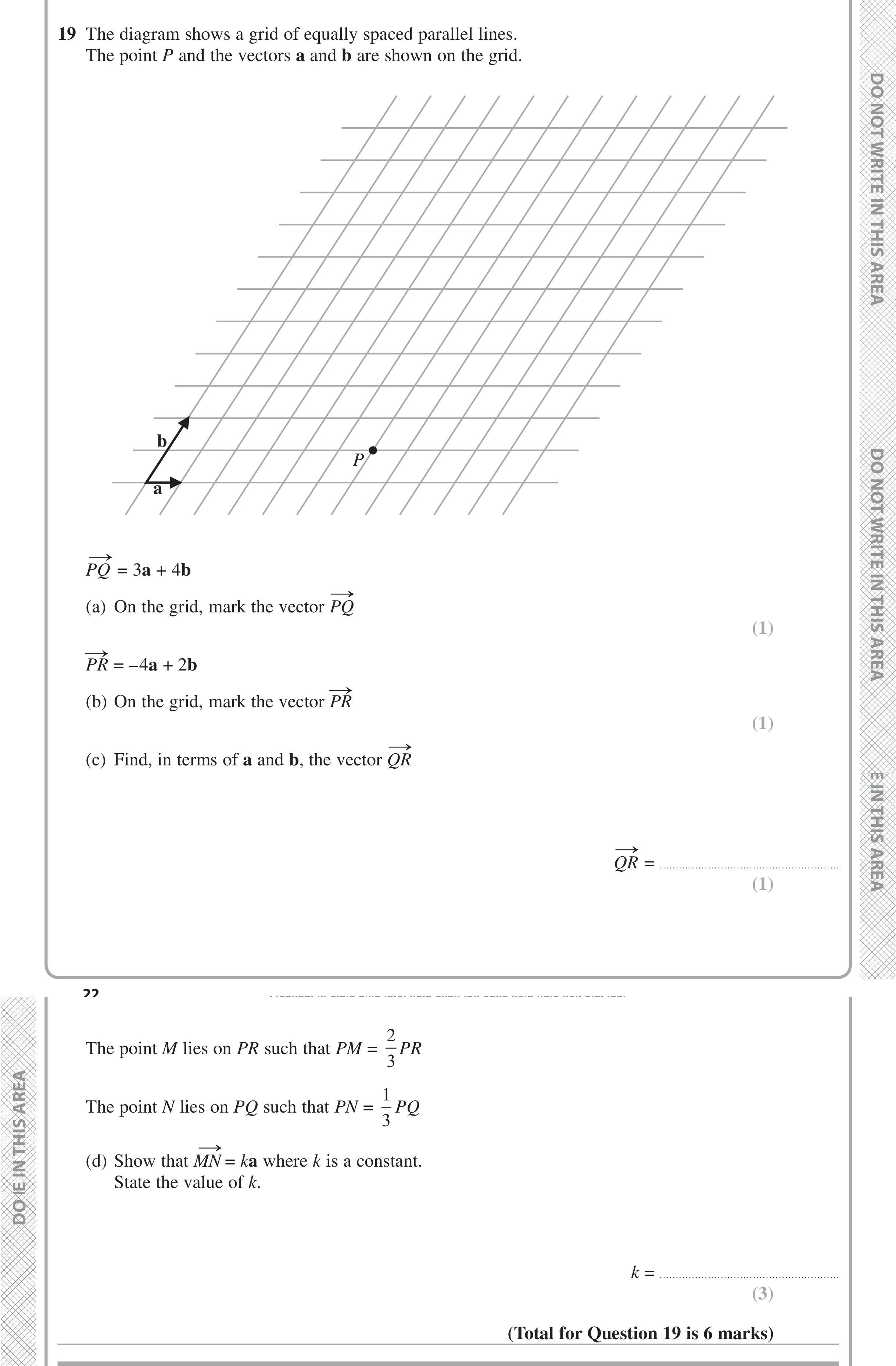 Question 19 — Vectors — Edexcel iGCSE Jan 2016