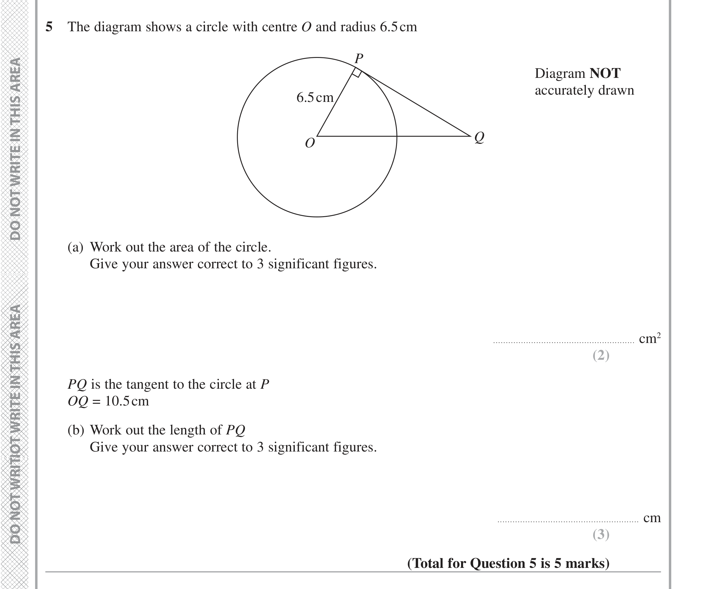 Question 5 — Circles — Edexcel iGCSE Jan 2016