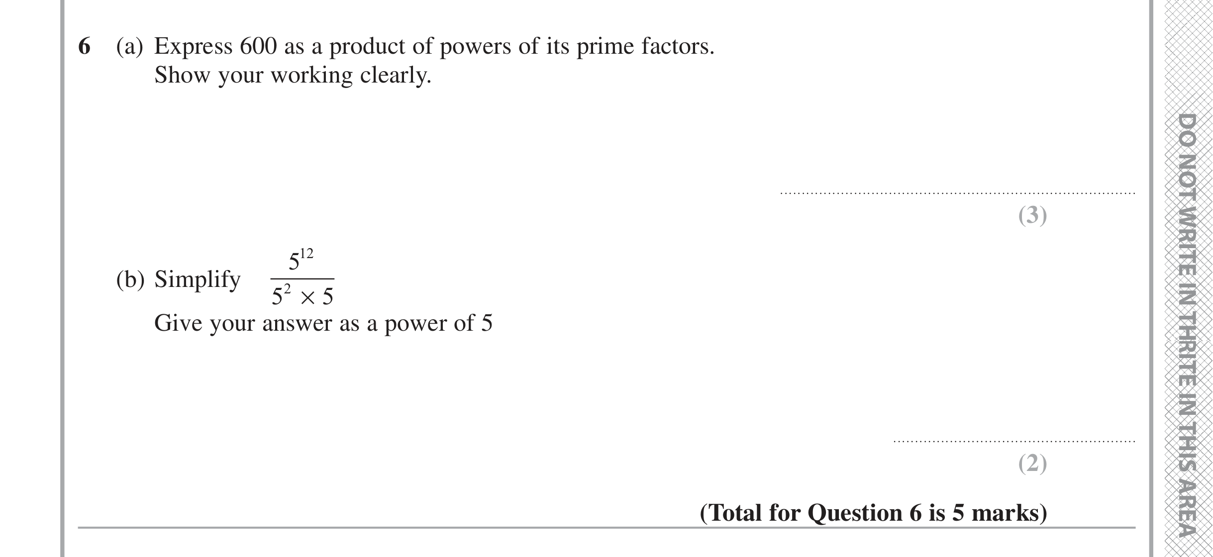 Question 6 — Indices and Surds — Edexcel iGCSE Jan 2016