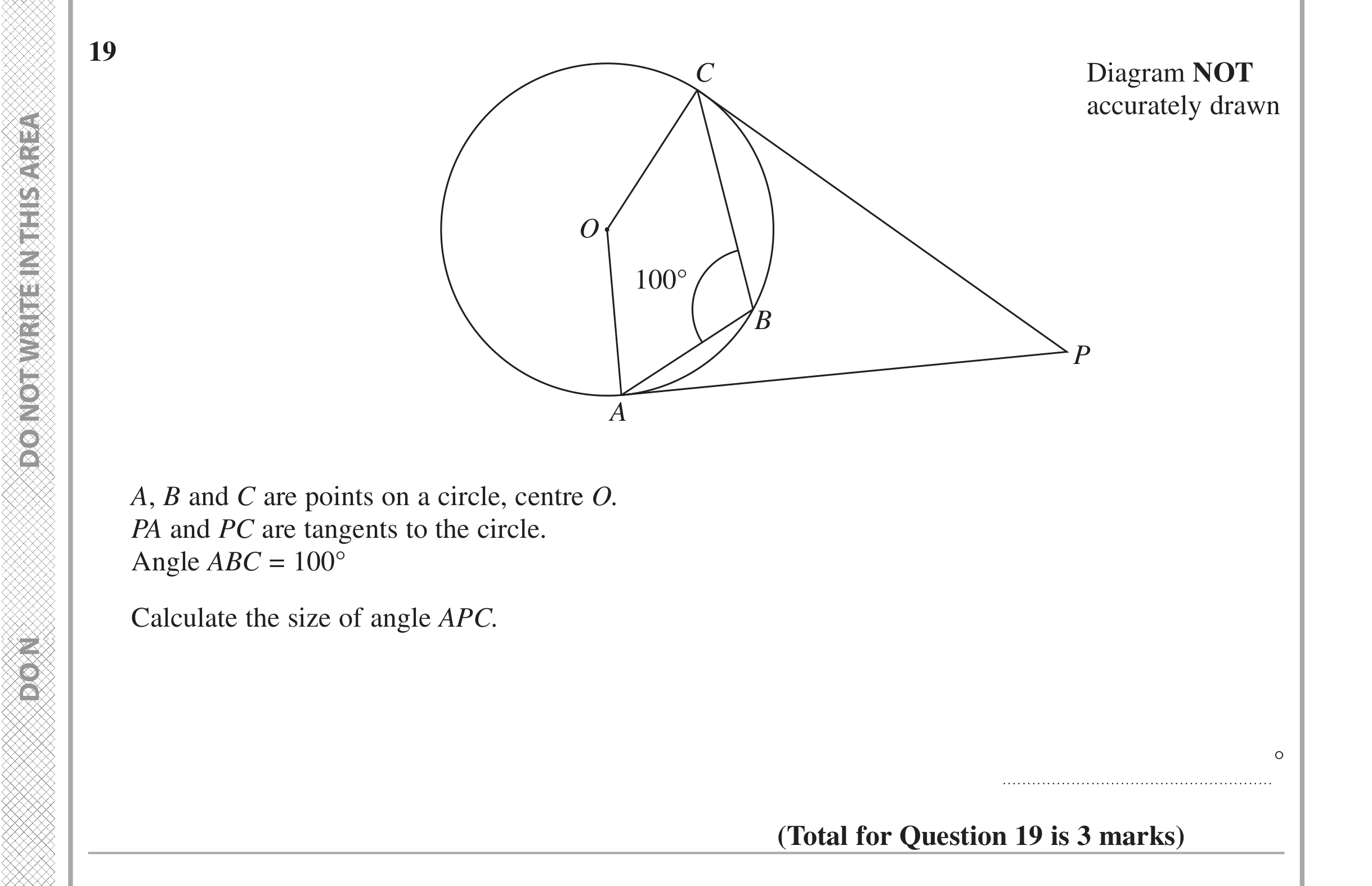 Question 19 — Circles — Edexcel iGCSE June 2016