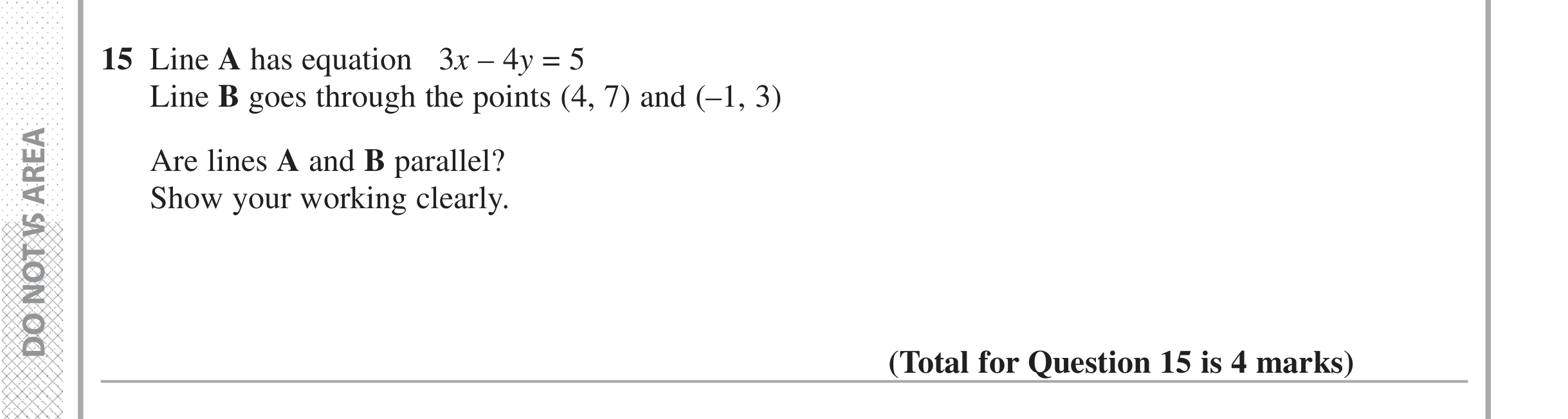 Question 15 — Coordinate Geometry — Edexcel iGCSE Jan 2017