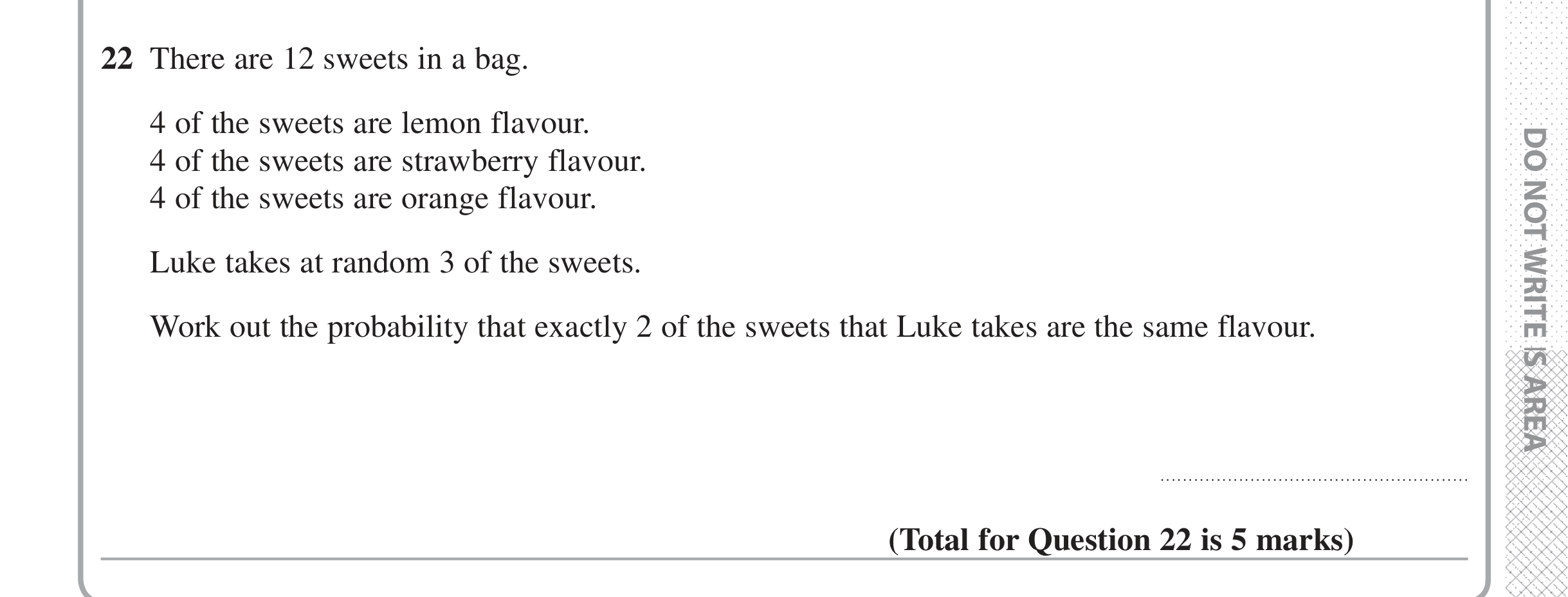 Question 22 — Probability — Edexcel iGCSE Jan 2017