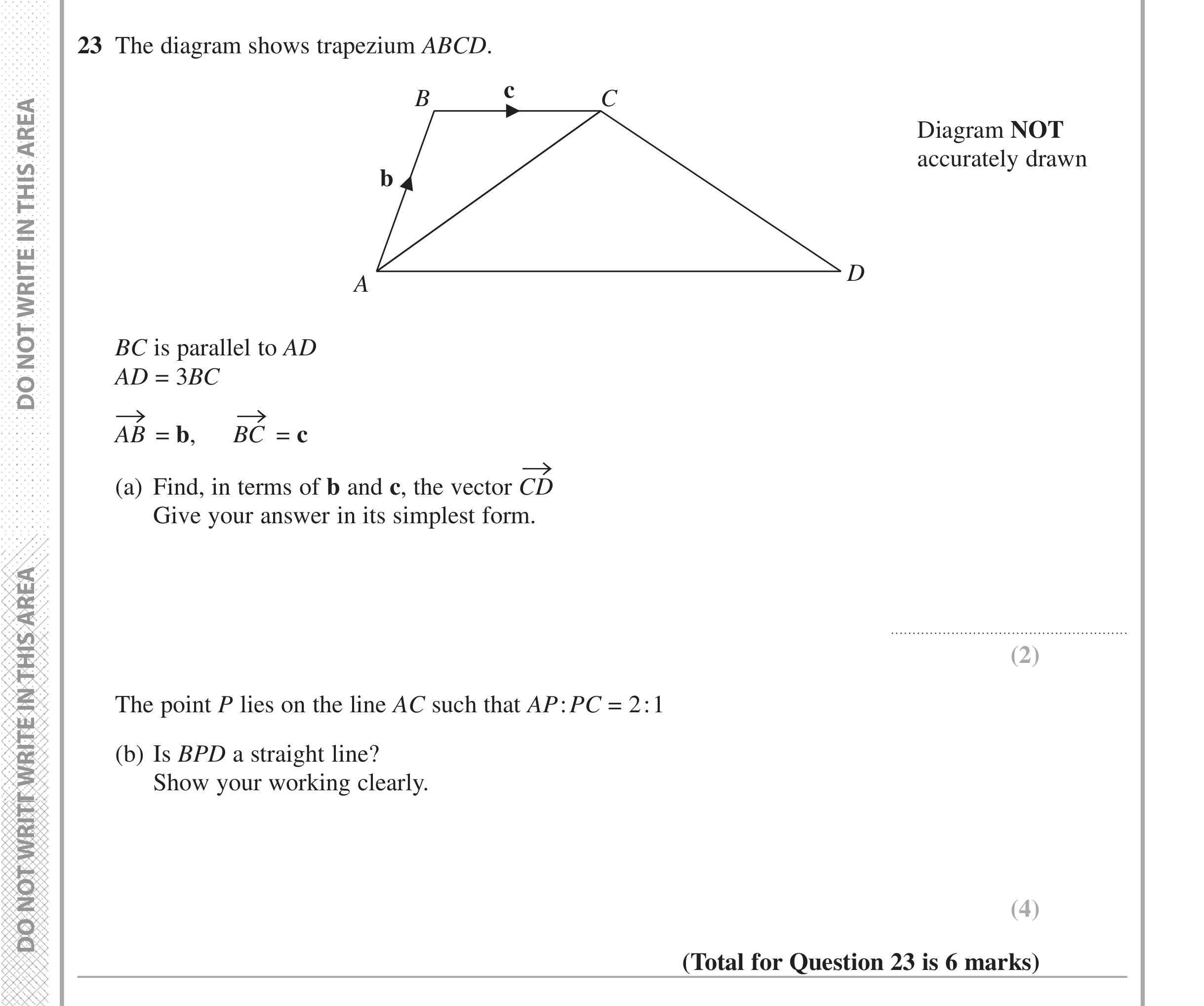 Question 23 — Vectors — Edexcel iGCSE Jan 2017