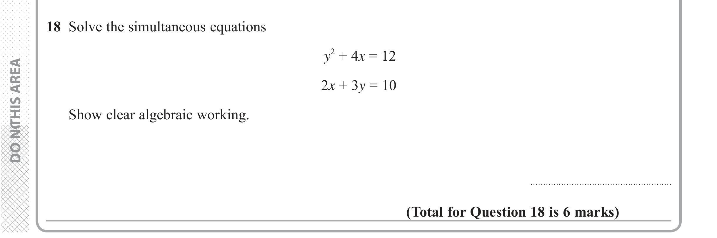 Question 18 — Coordinate Geometry — Edexcel iGCSE June 2017