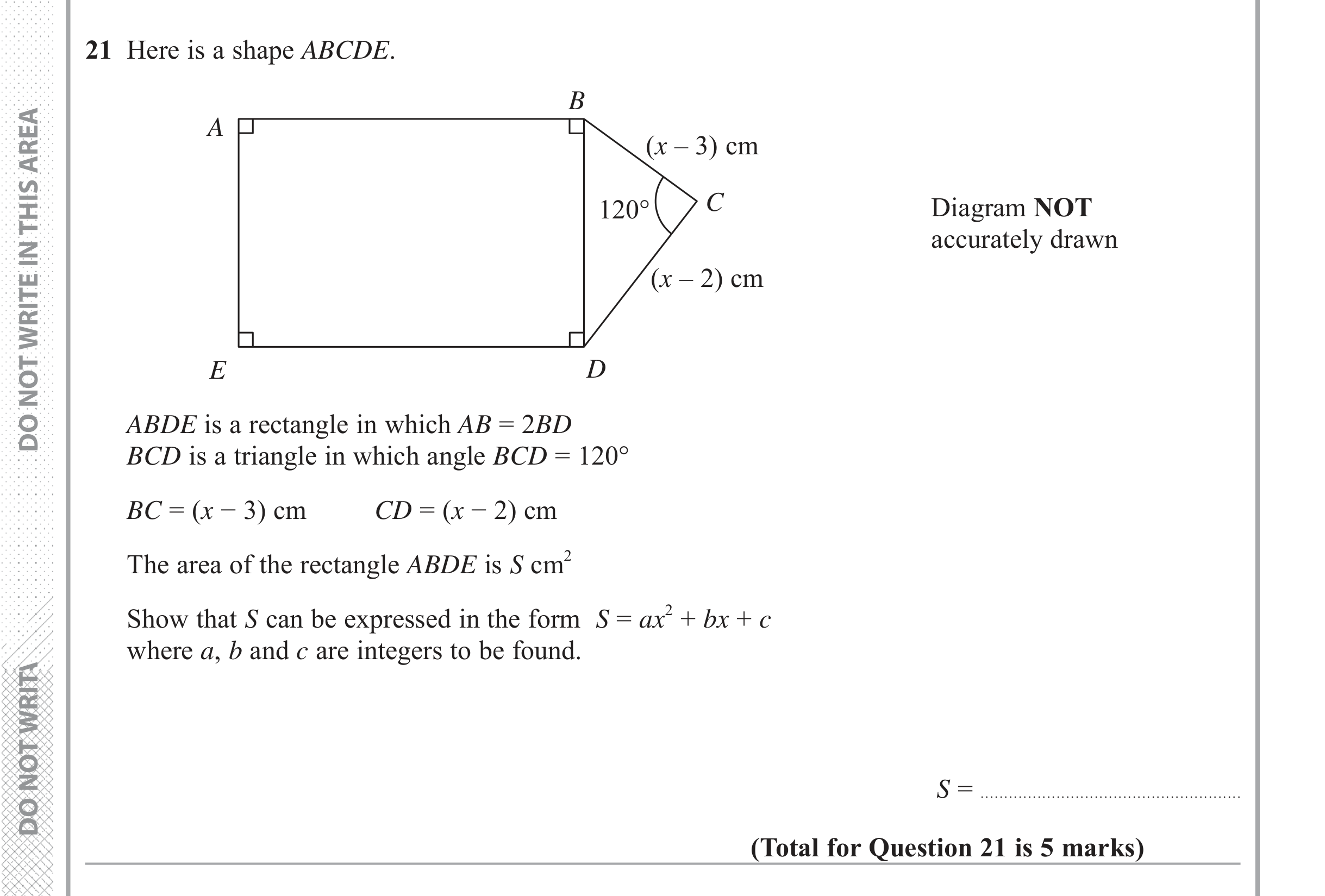 Question 21 — Trig — Edexcel iGCSE June 2017