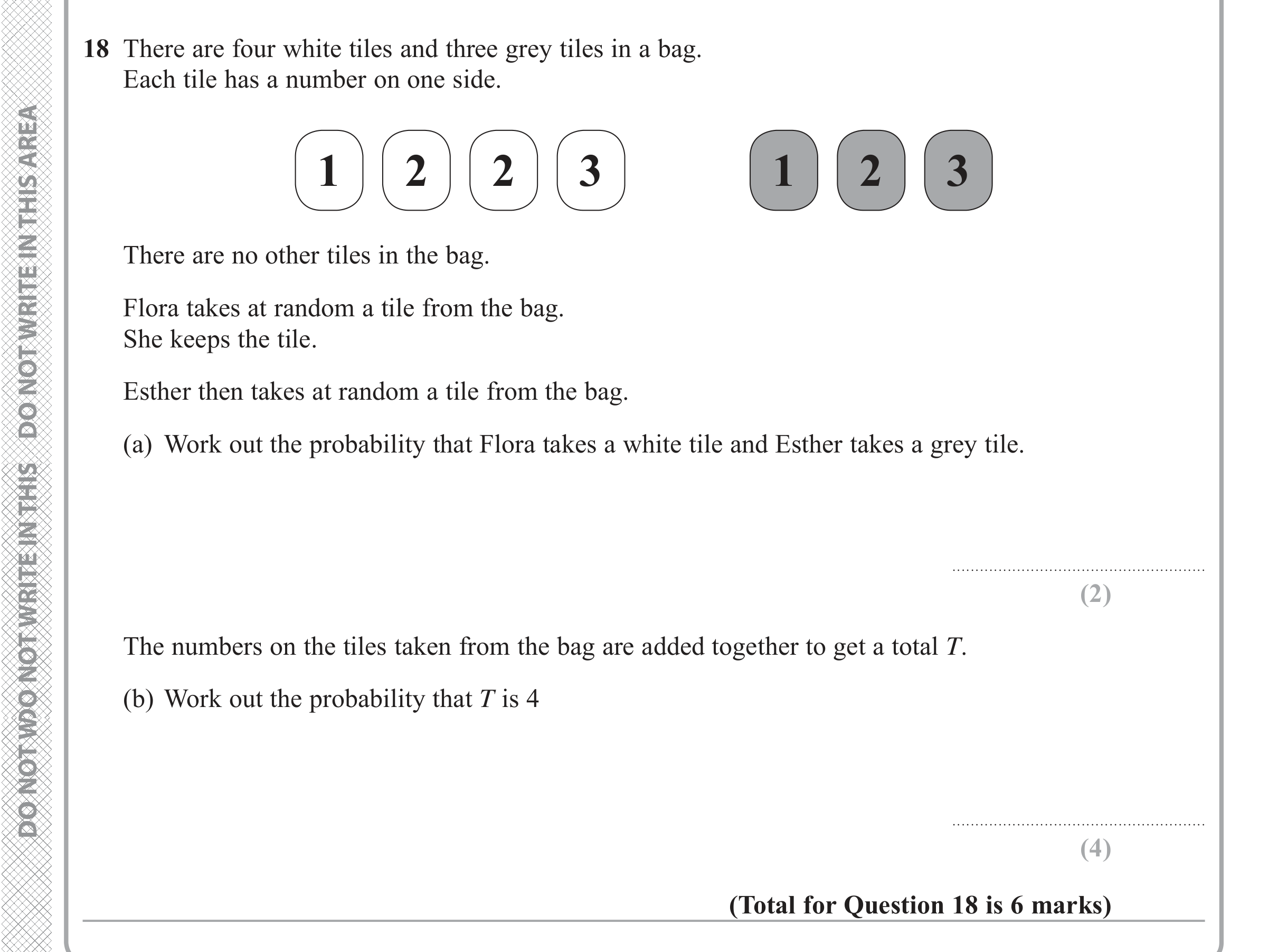 Question 18 — Probability — Edexcel iGCSE Jan 2018