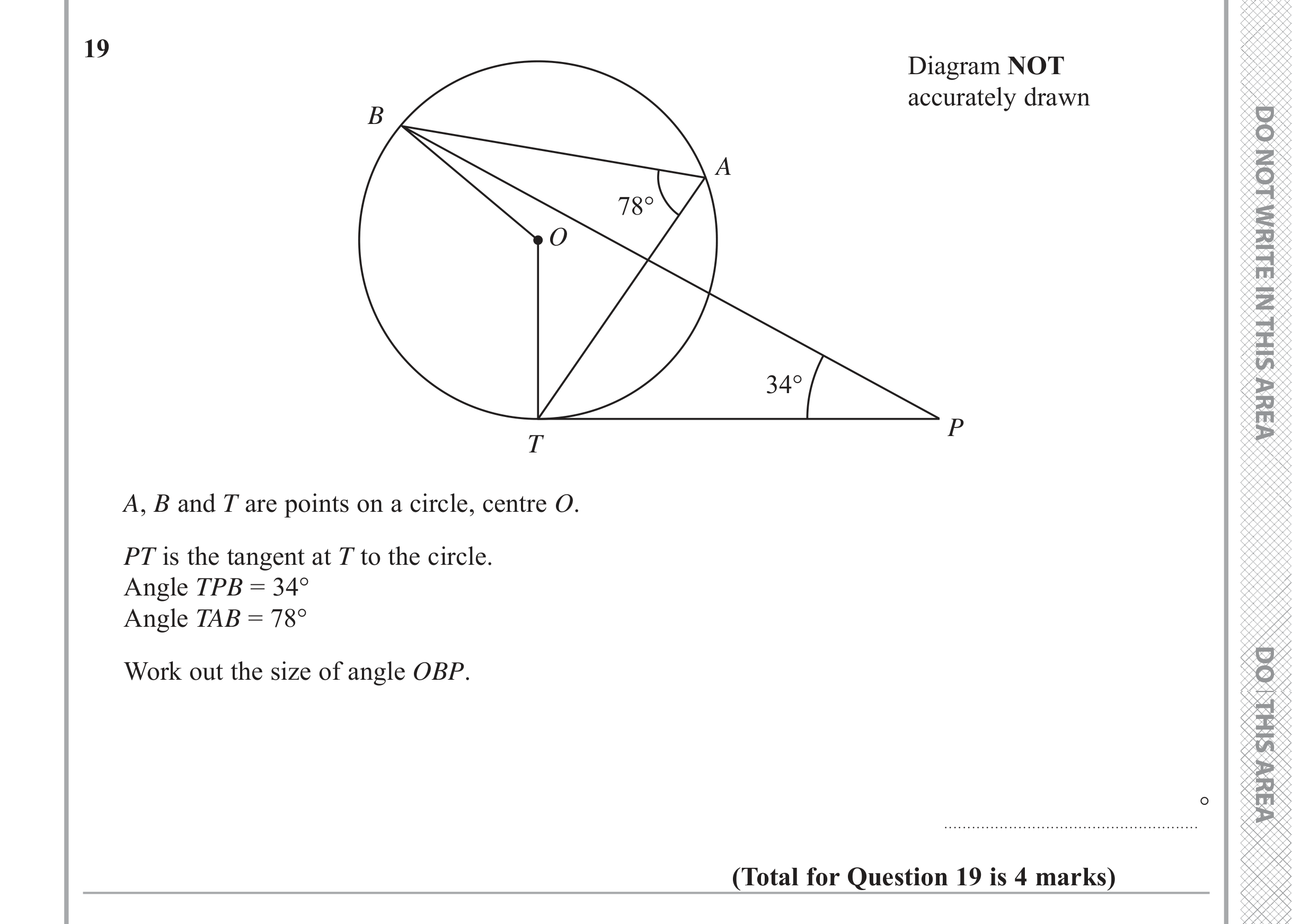 Question 19 — Circles — Edexcel iGCSE Jan 2018