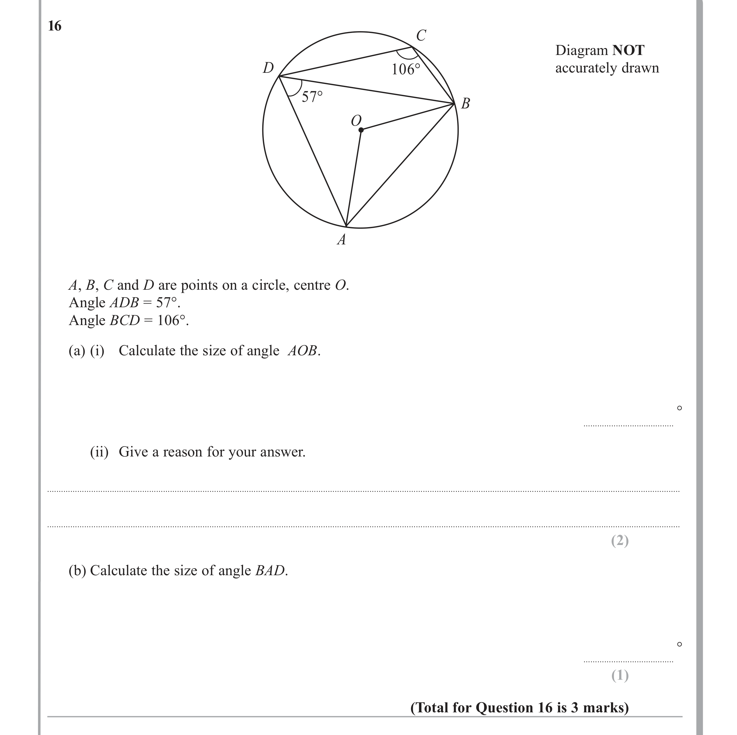 Question 16 — Circles — Edexcel iGCSE June 2011