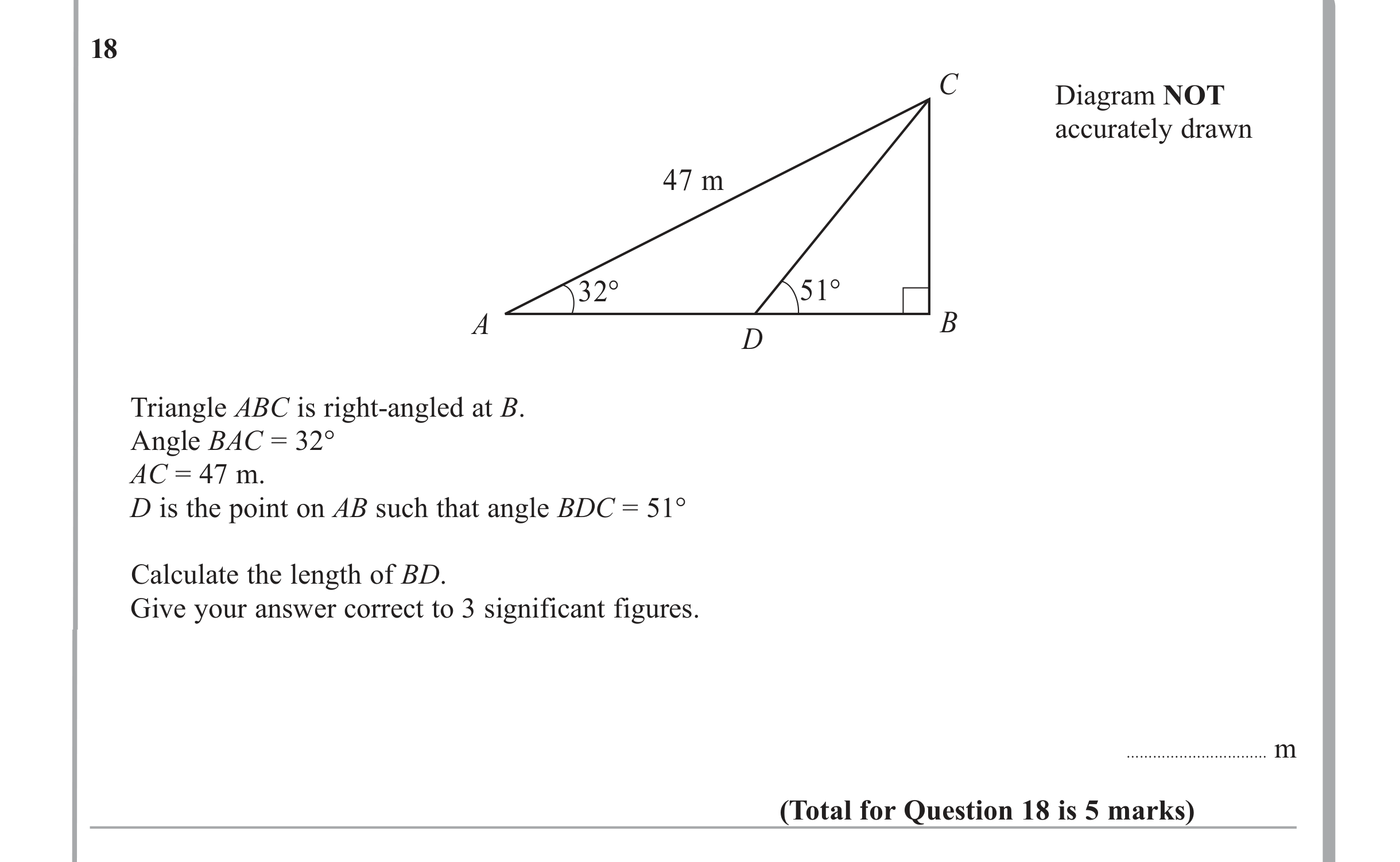 Question 18 — Trig — Edexcel iGCSE June 2011