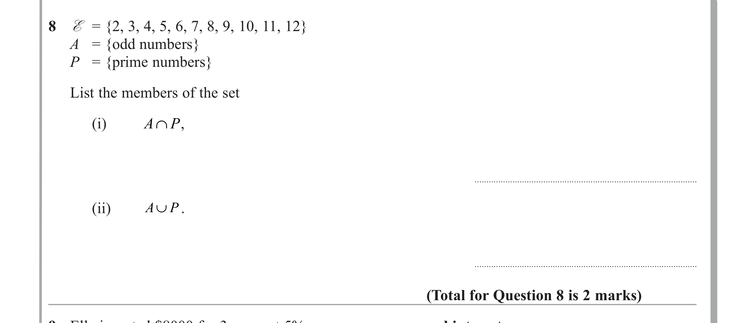 Question 8 — Venn Diagram — Edexcel iGCSE June 2011