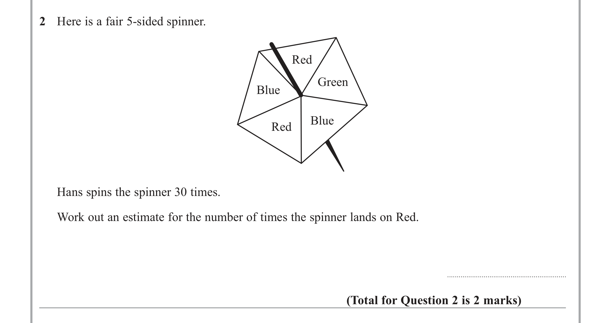 Question 2 — Probability — Edexcel iGCSE Jan 2012