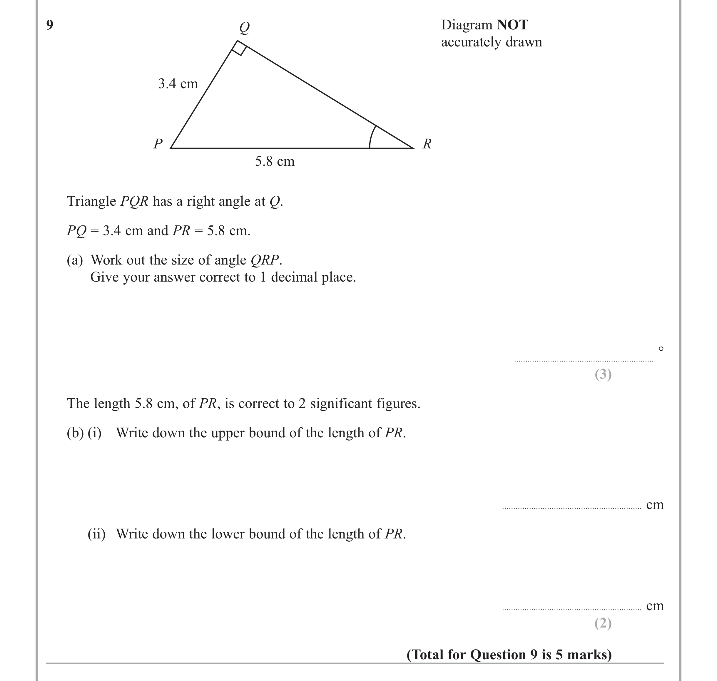 Question 9 — Trig — Edexcel iGCSE Jan 2012