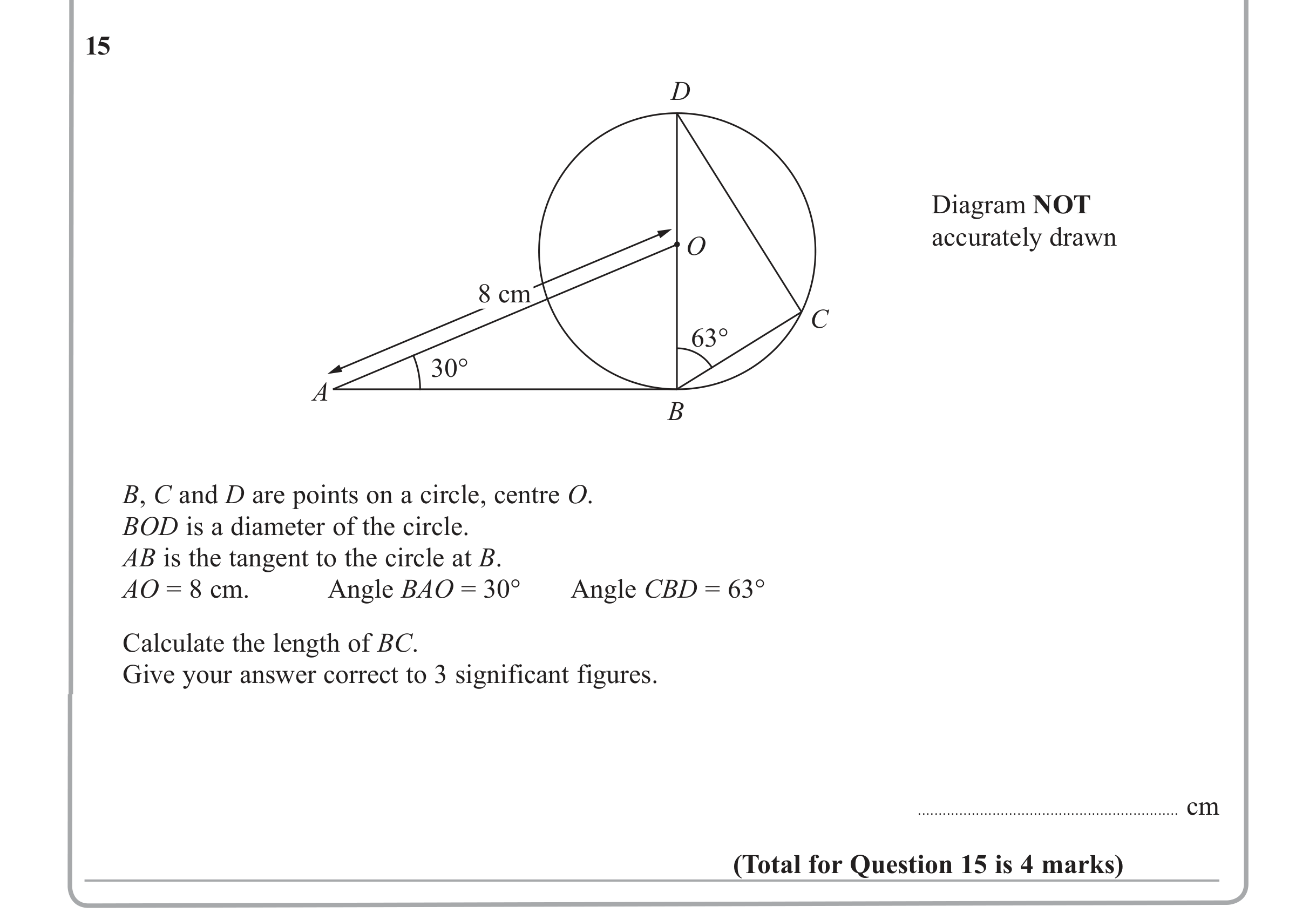 Question 15 — Trig — Edexcel iGCSE June 2012