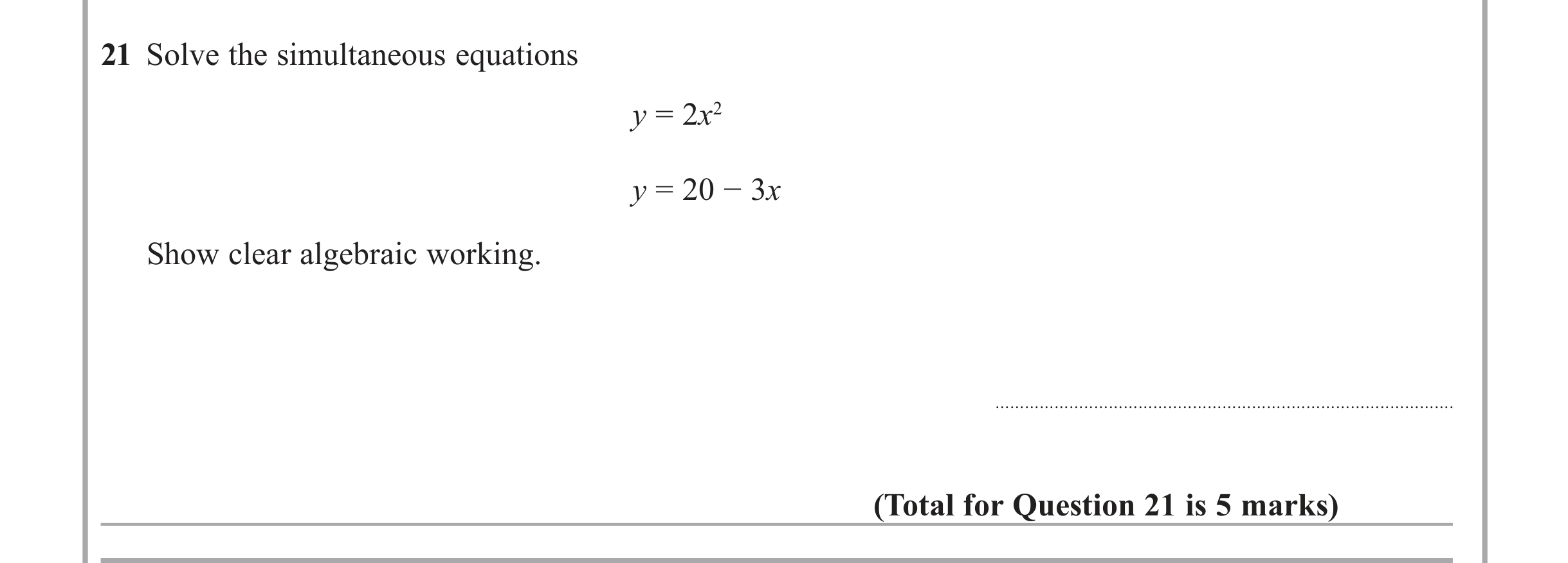 Question 21 — Coordinate Geometry — Edexcel iGCSE June 2012