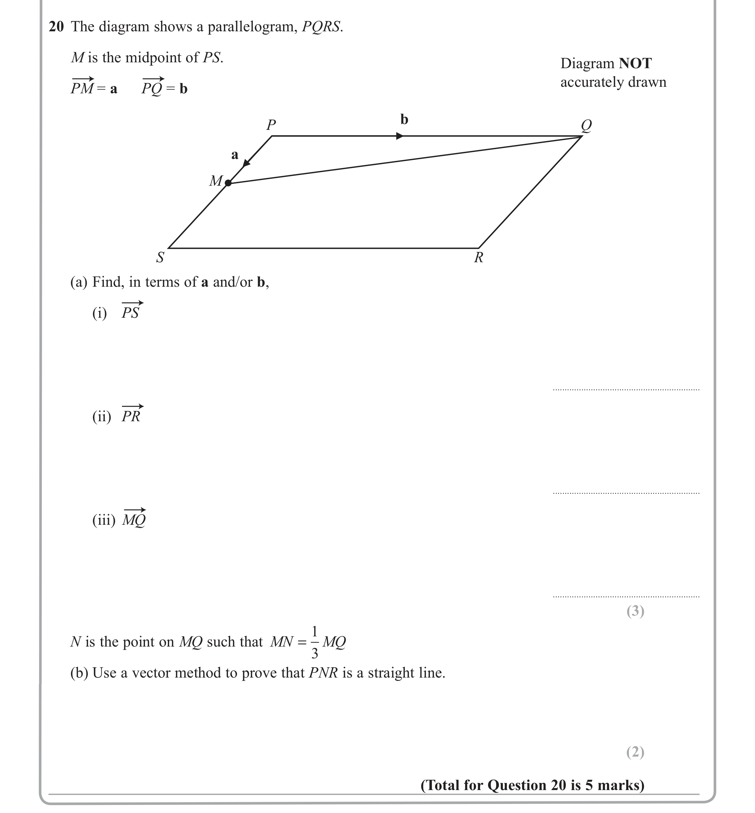 Question 20 — Vectors — Edexcel iGCSE Jan 2013
