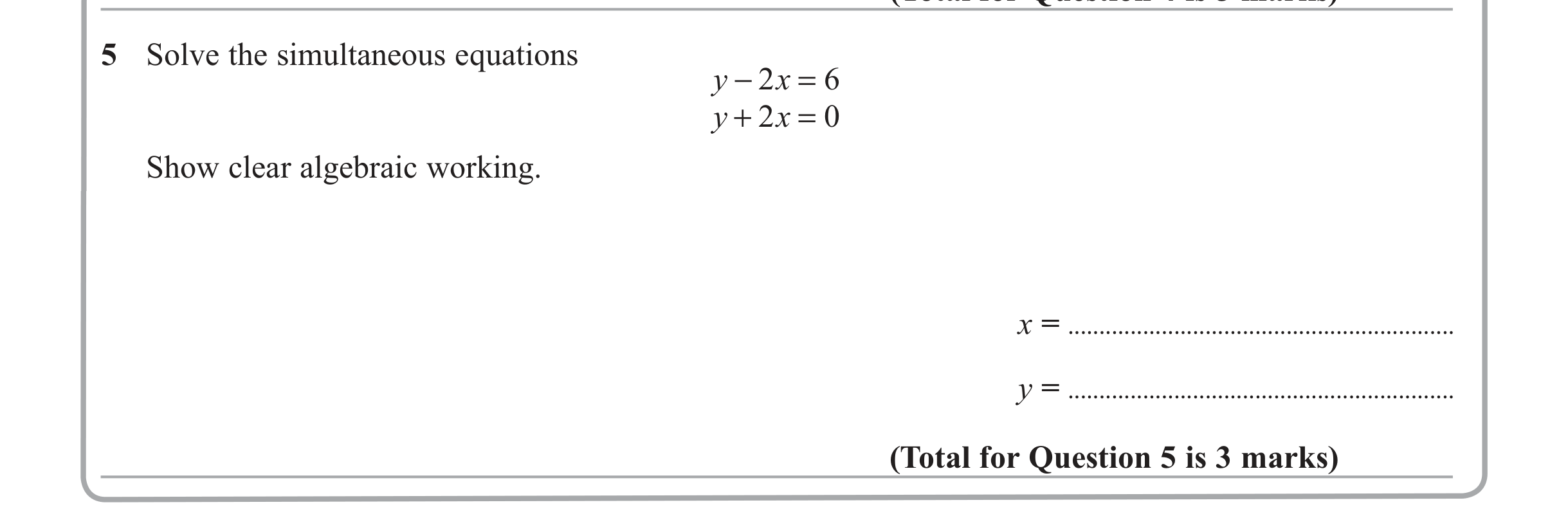 Question 5 — Coordinate Geometry — Edexcel iGCSE Jan 2013