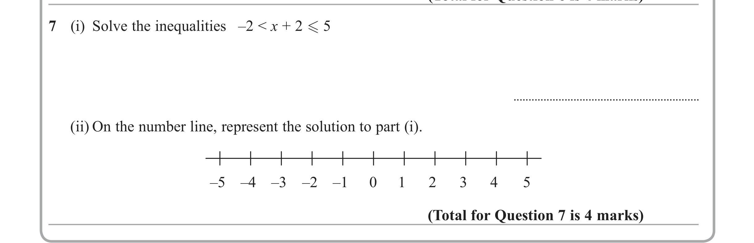 Question 7 — Inequalities — Edexcel iGCSE Jan 2013