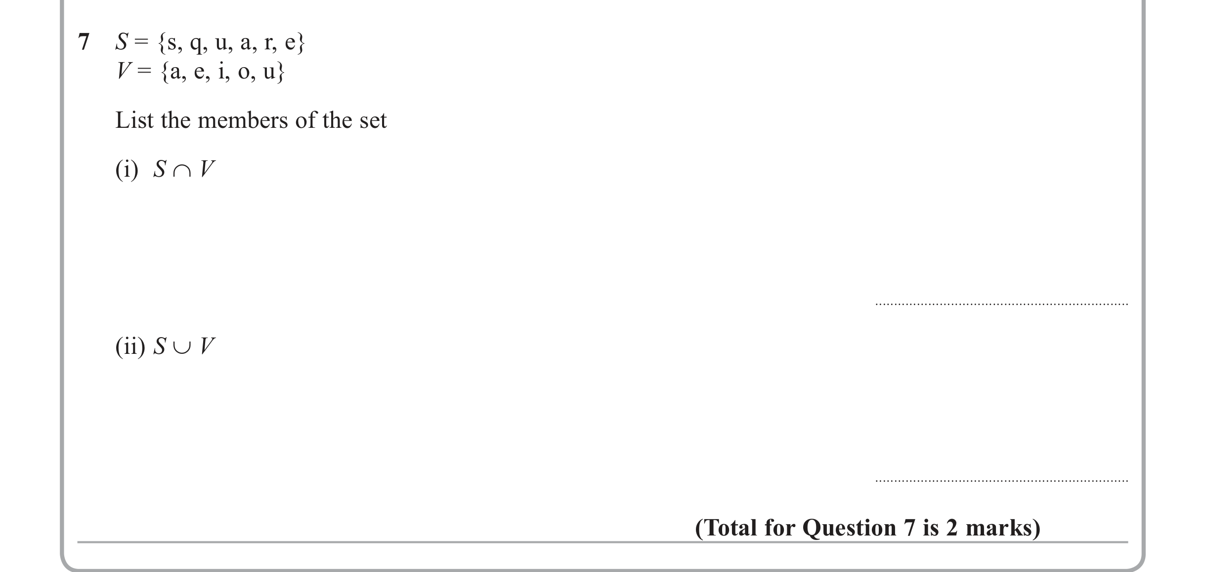 Question 7 — Venn Diagram — Edexcel iGCSE June 2013