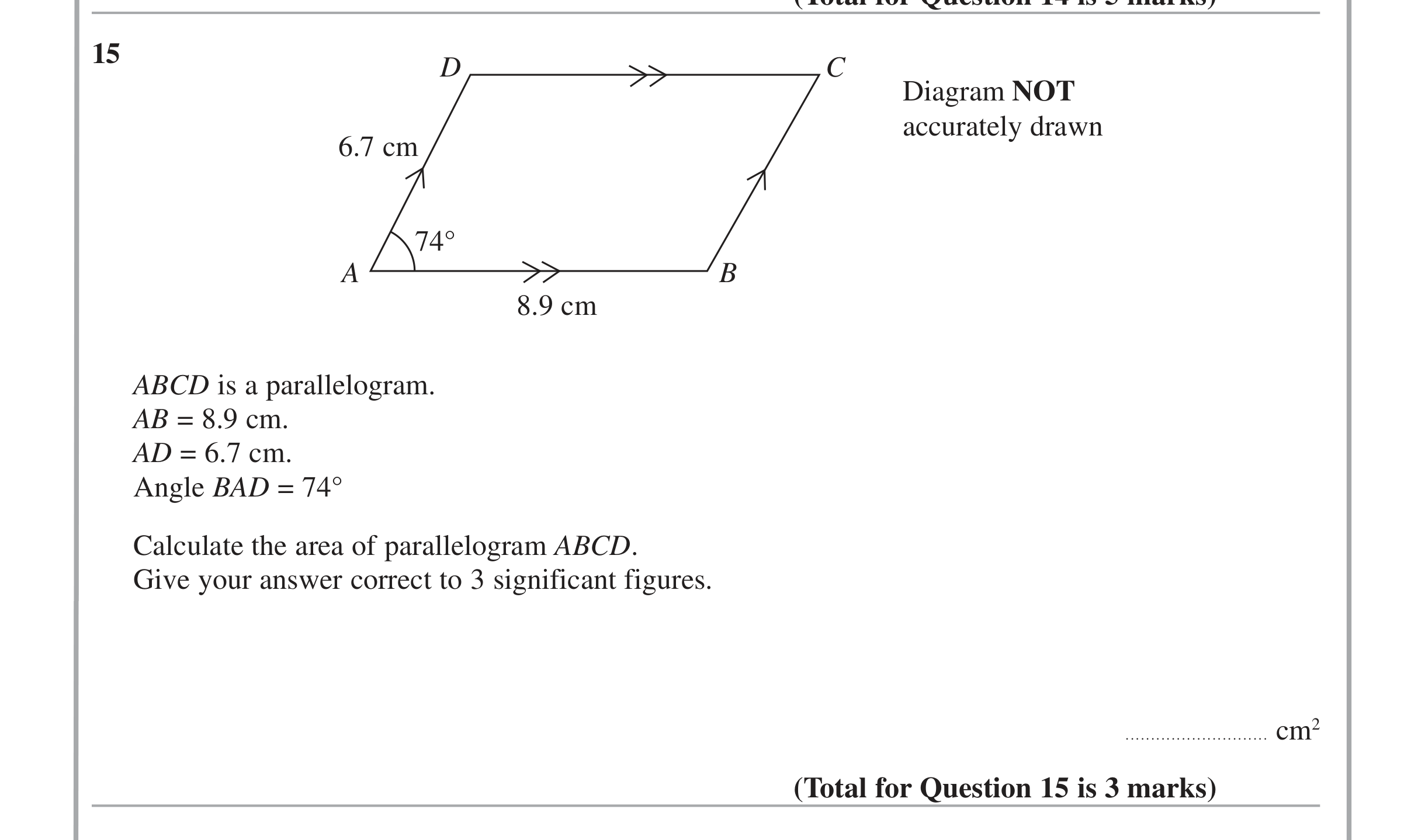 Question 15 — Trig — Edexcel iGCSE Jan 2014