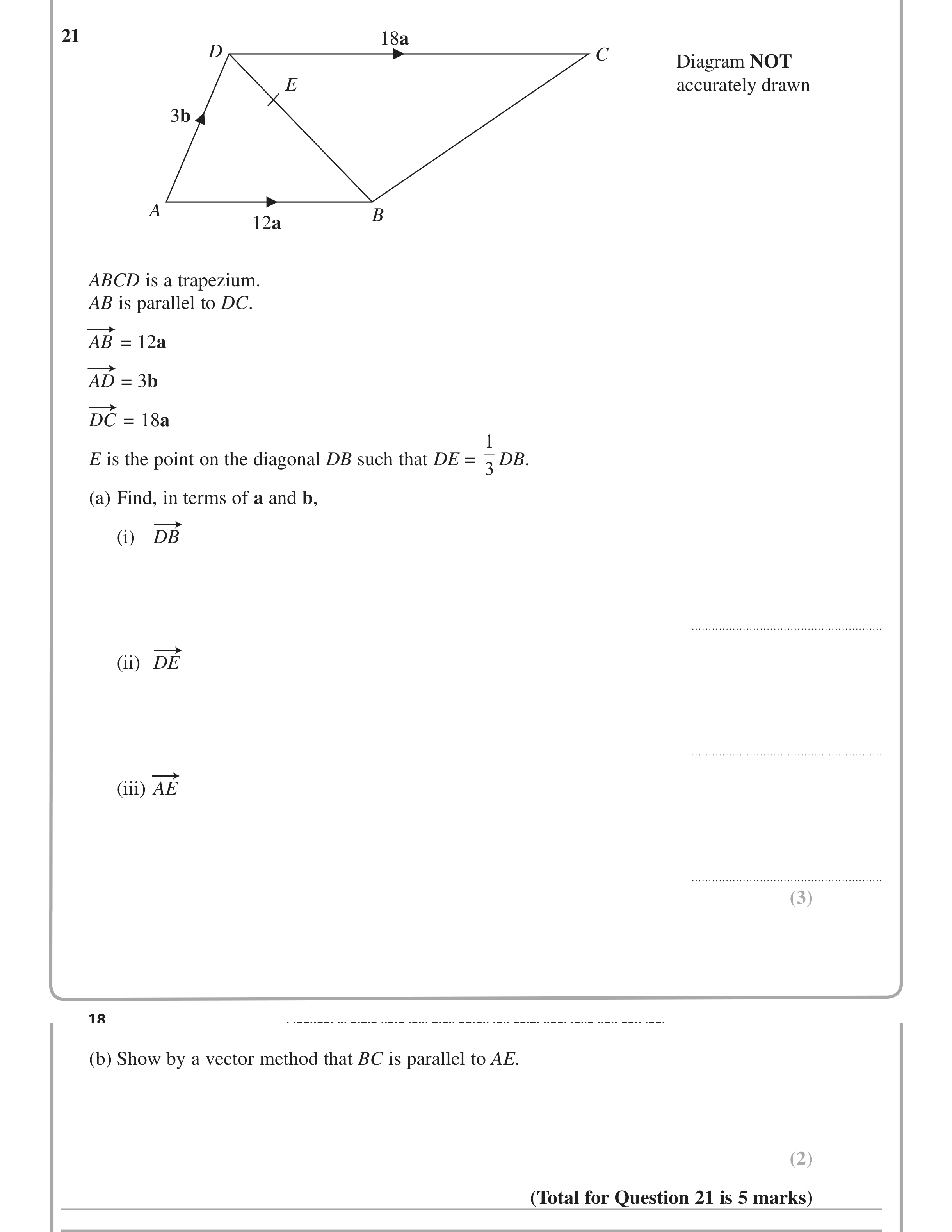 Question 21 — Vectors — Edexcel iGCSE Jan 2014