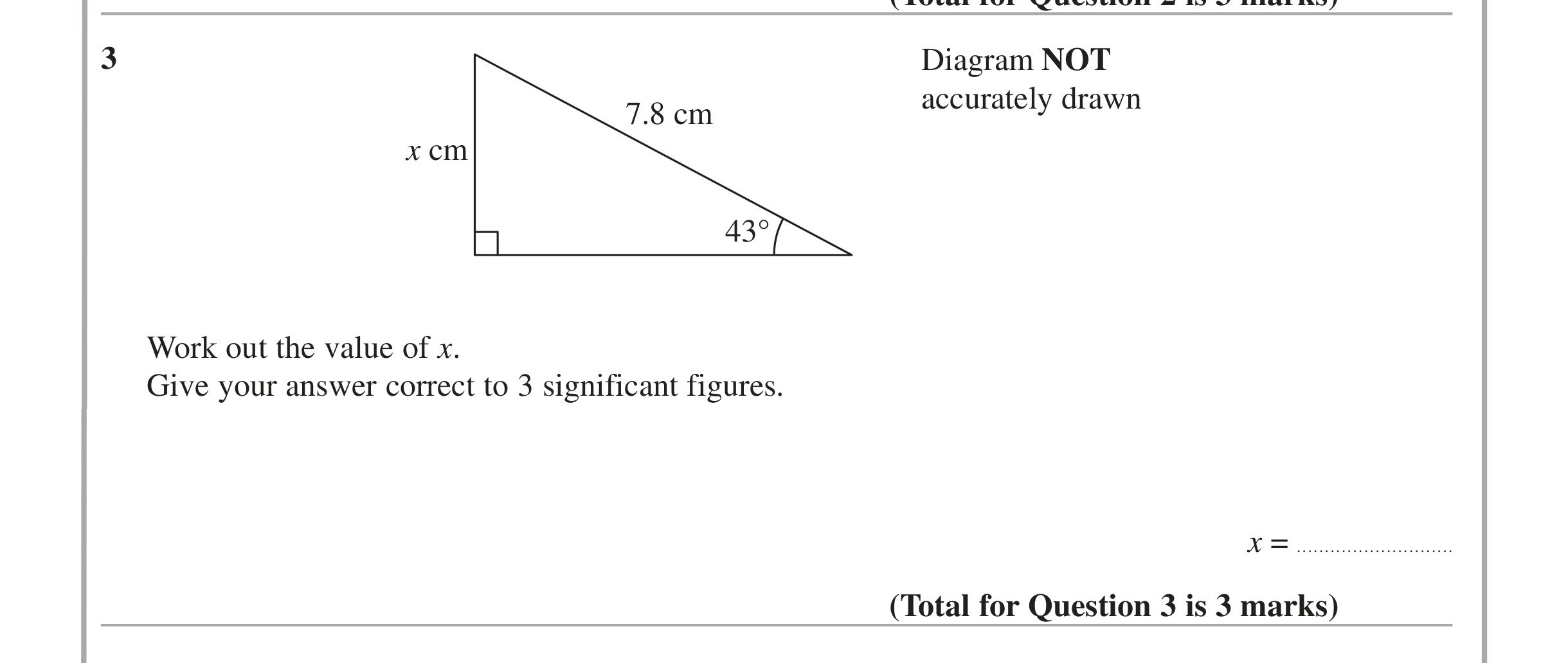 Question 3 — Trig — Edexcel iGCSE Jan 2014