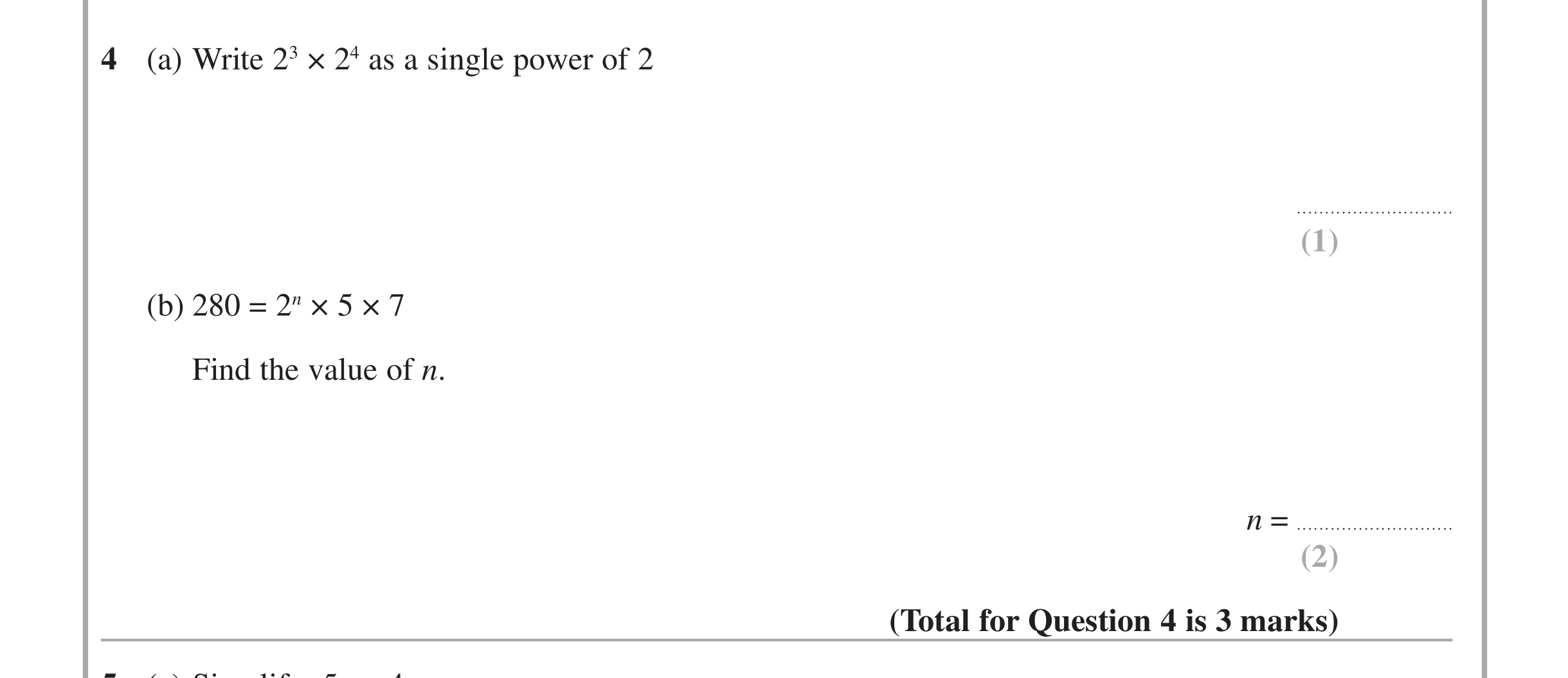 Question 4 — Indices and Surds — Edexcel iGCSE Jan 2014