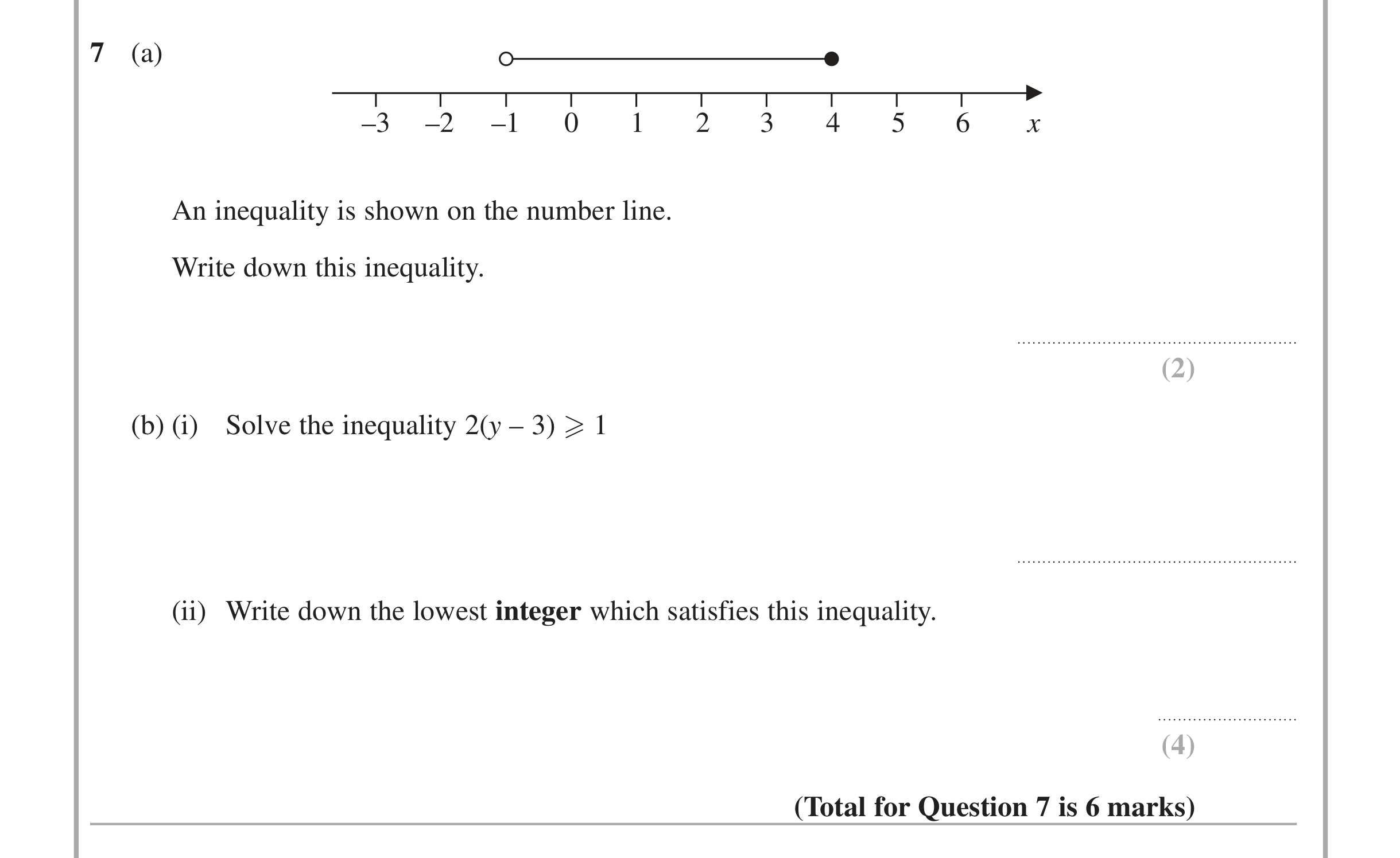 Question 7 — Inequalities — Edexcel iGCSE Jan 2014