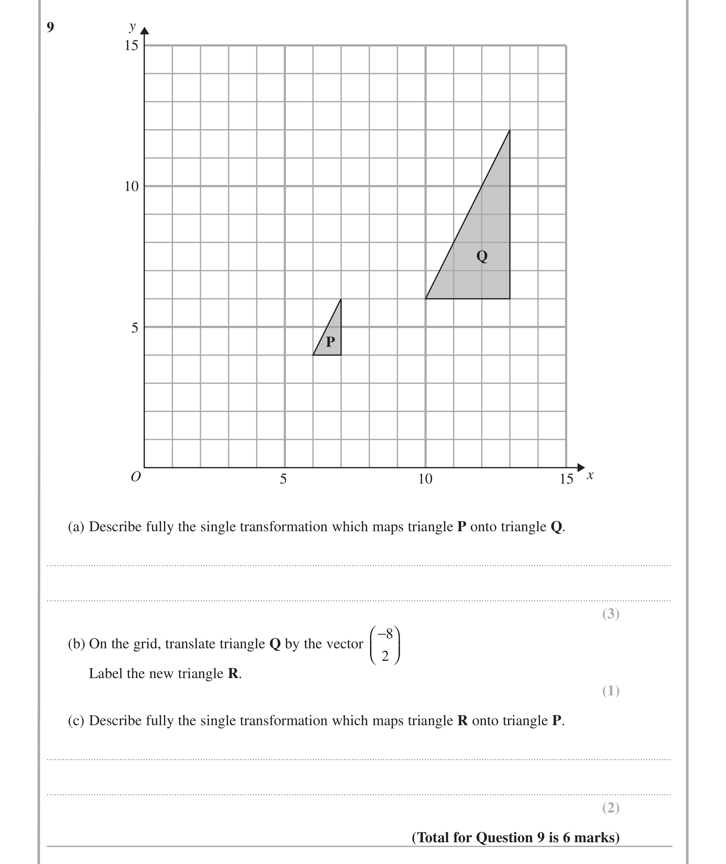 Question 9 — Vectors — Edexcel iGCSE Jan 2014