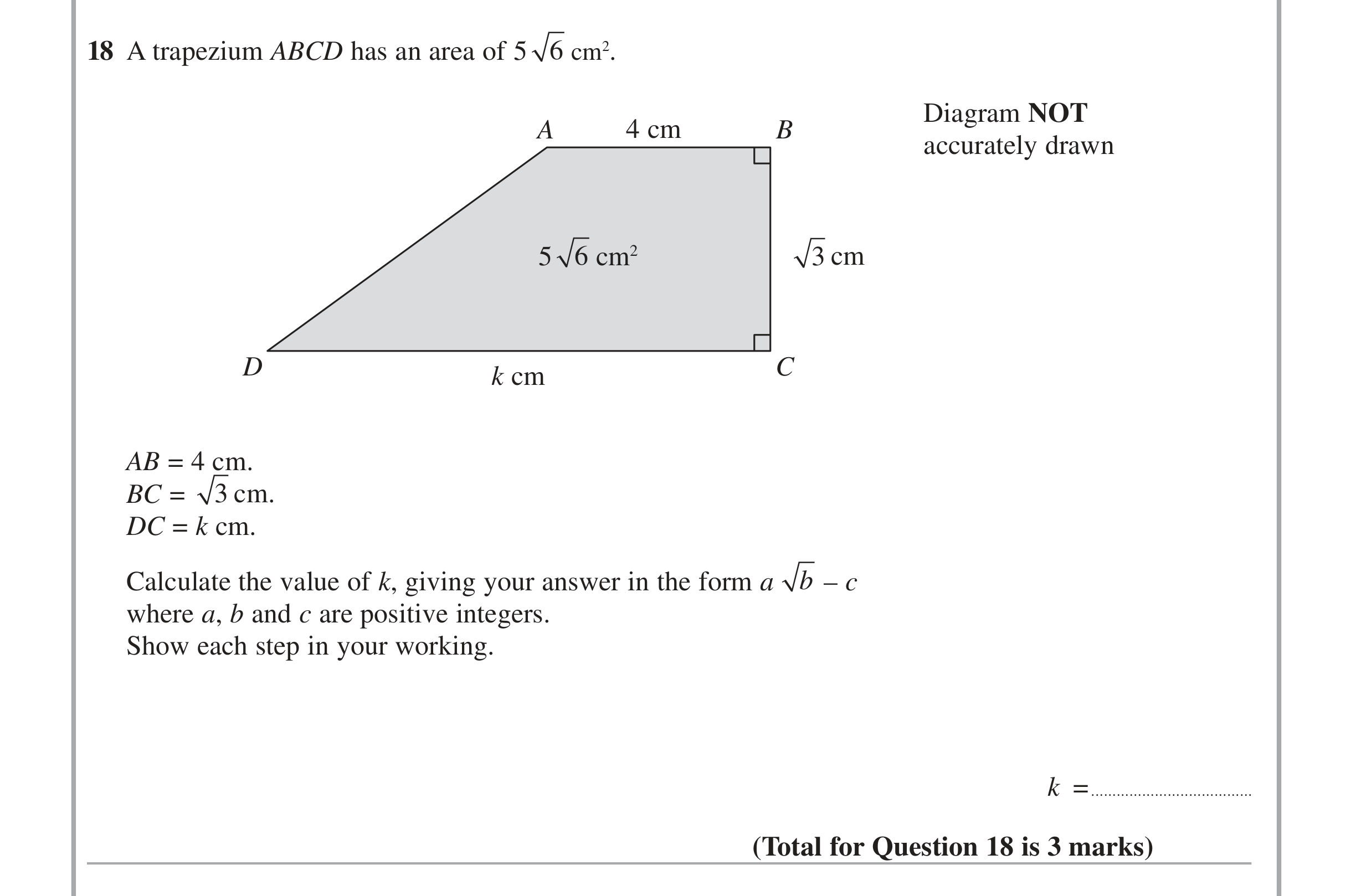 Question 18 — Indices and Surds — Edexcel iGCSE June 2014